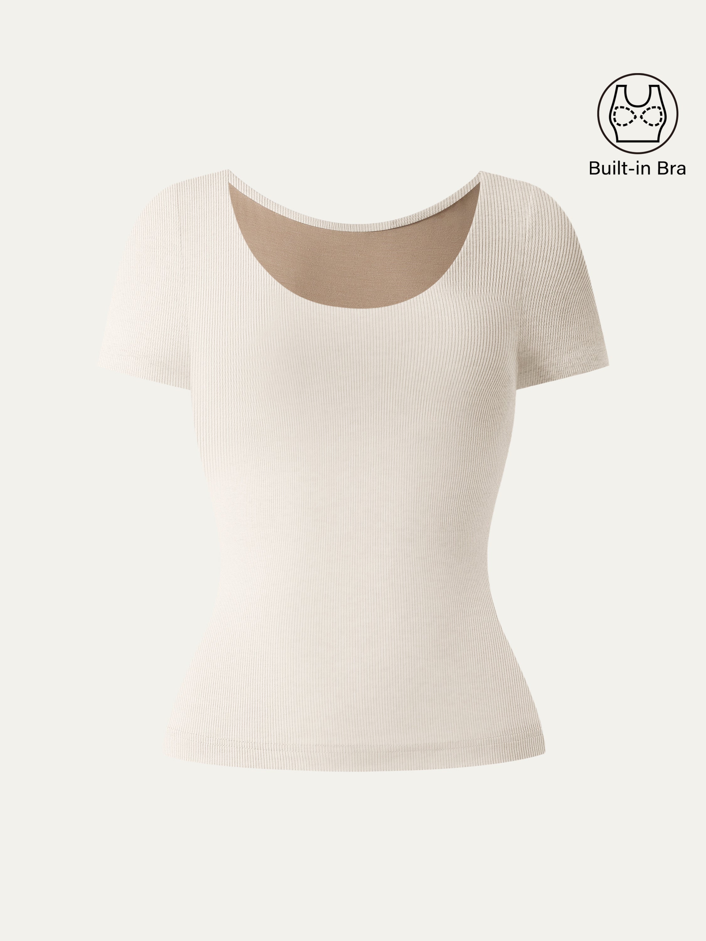 OGLmove Women's Scoop Neck Short Sleeve Cotton Airy Bra Top