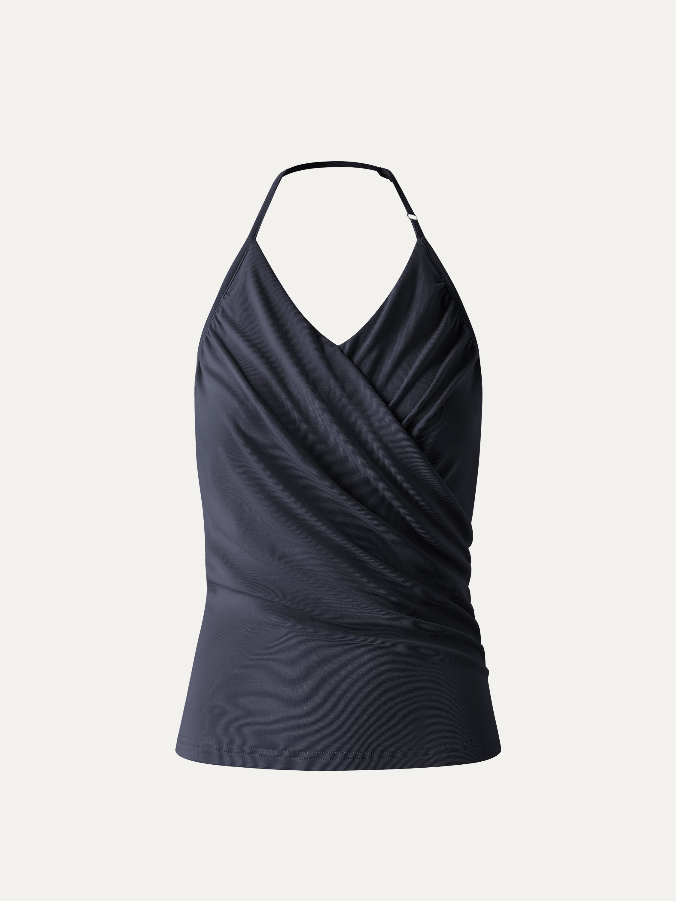OGLmove Modal Halter Neck Surplice Ruched Bandless Bra Top