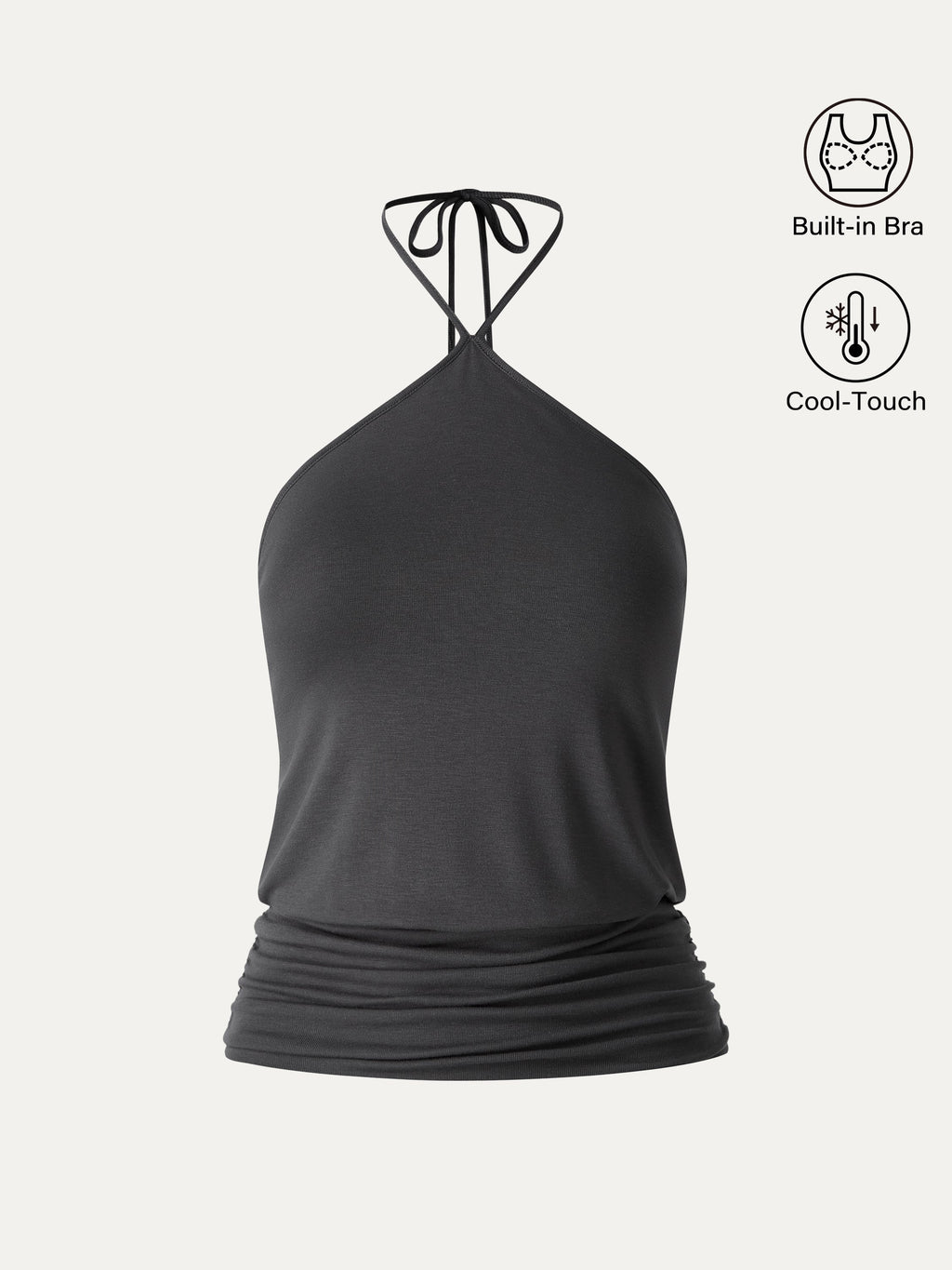 OGLmove CoolTouch Halter Ruched Hem Bra Top