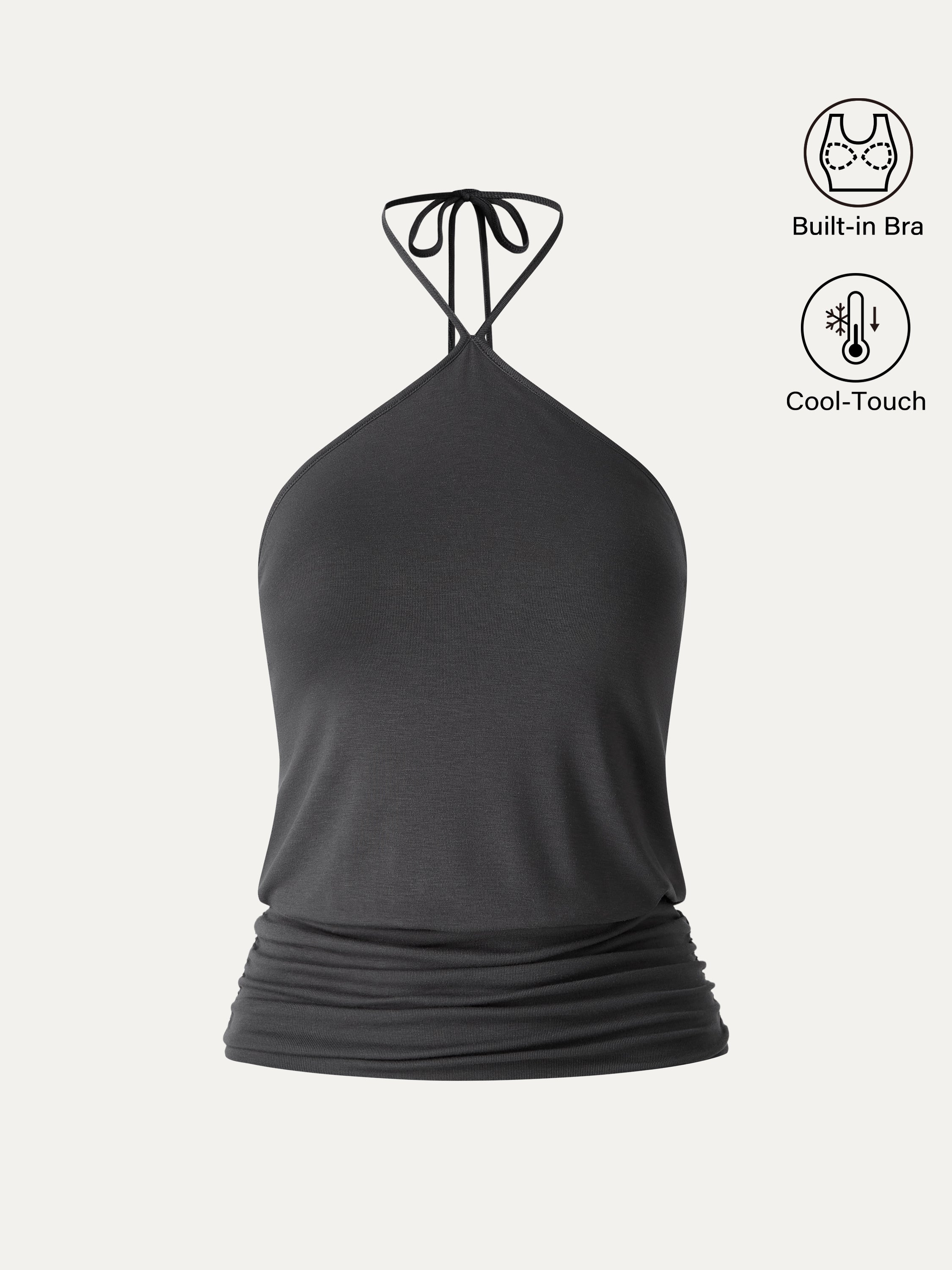OGLmove CoolTouch Halter Ruched Hem Bra Top