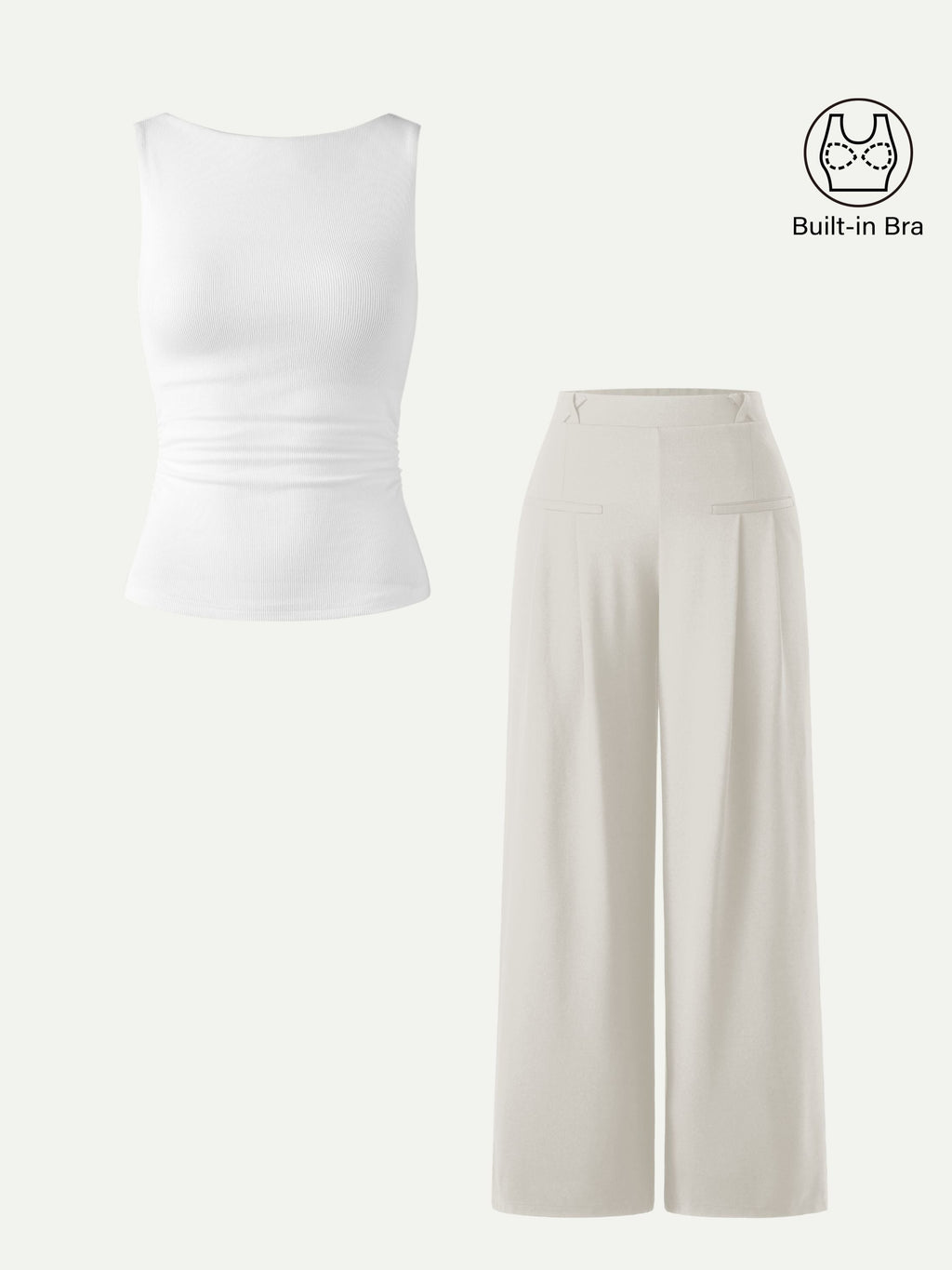 OGLmove Open Back Bra Tank and Wide Leg Trouser Set