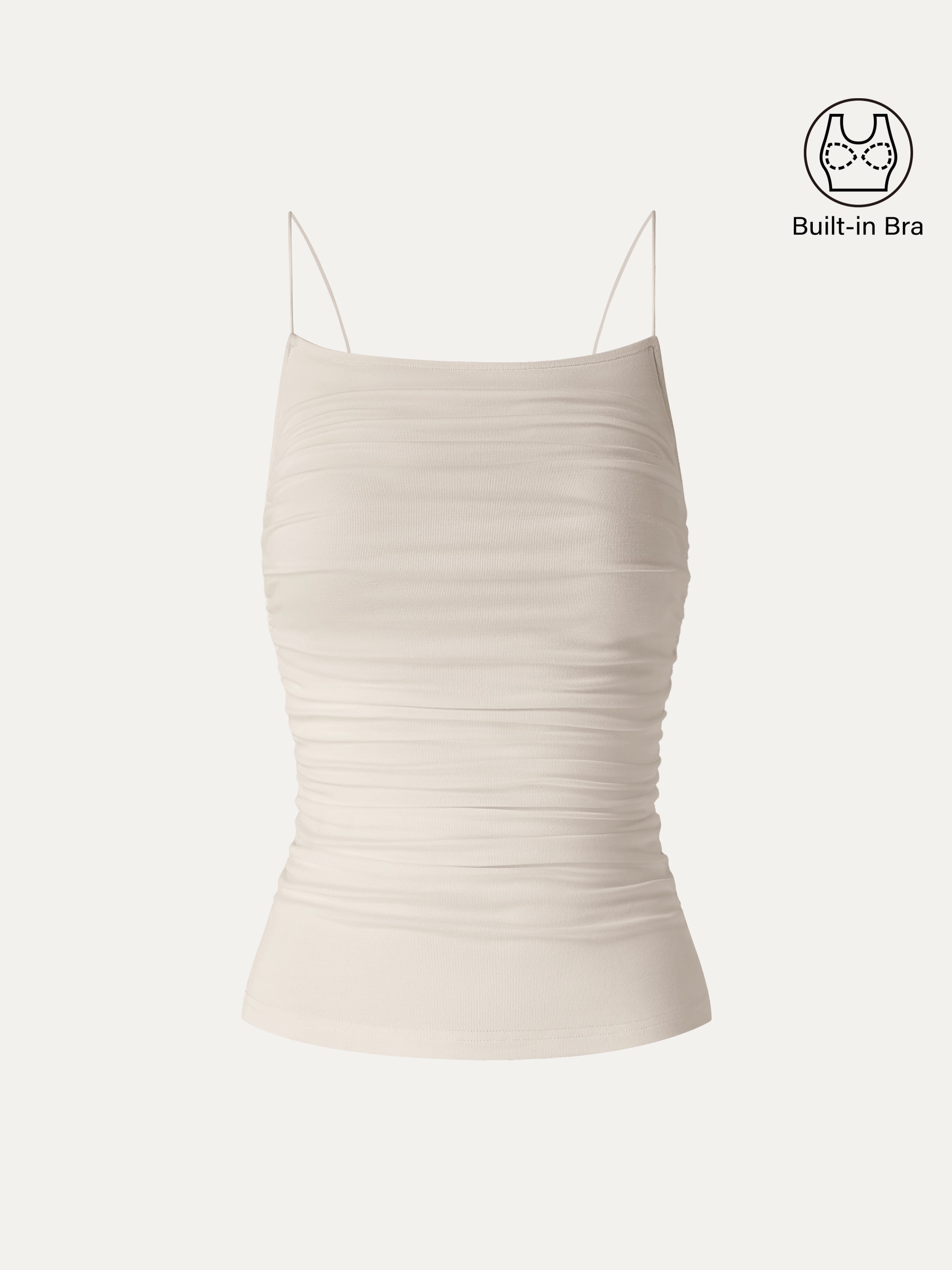 OGLmove Women's Square Neck Ruched Spaghetti Bra Top