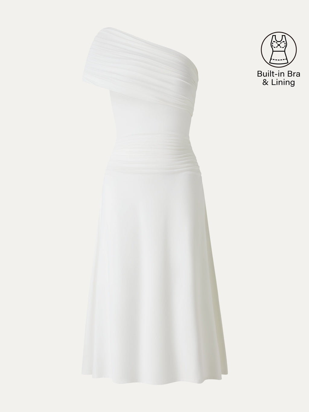OGLmove Not-See-Thru One Shoulder Gathered Midi Bra Dress