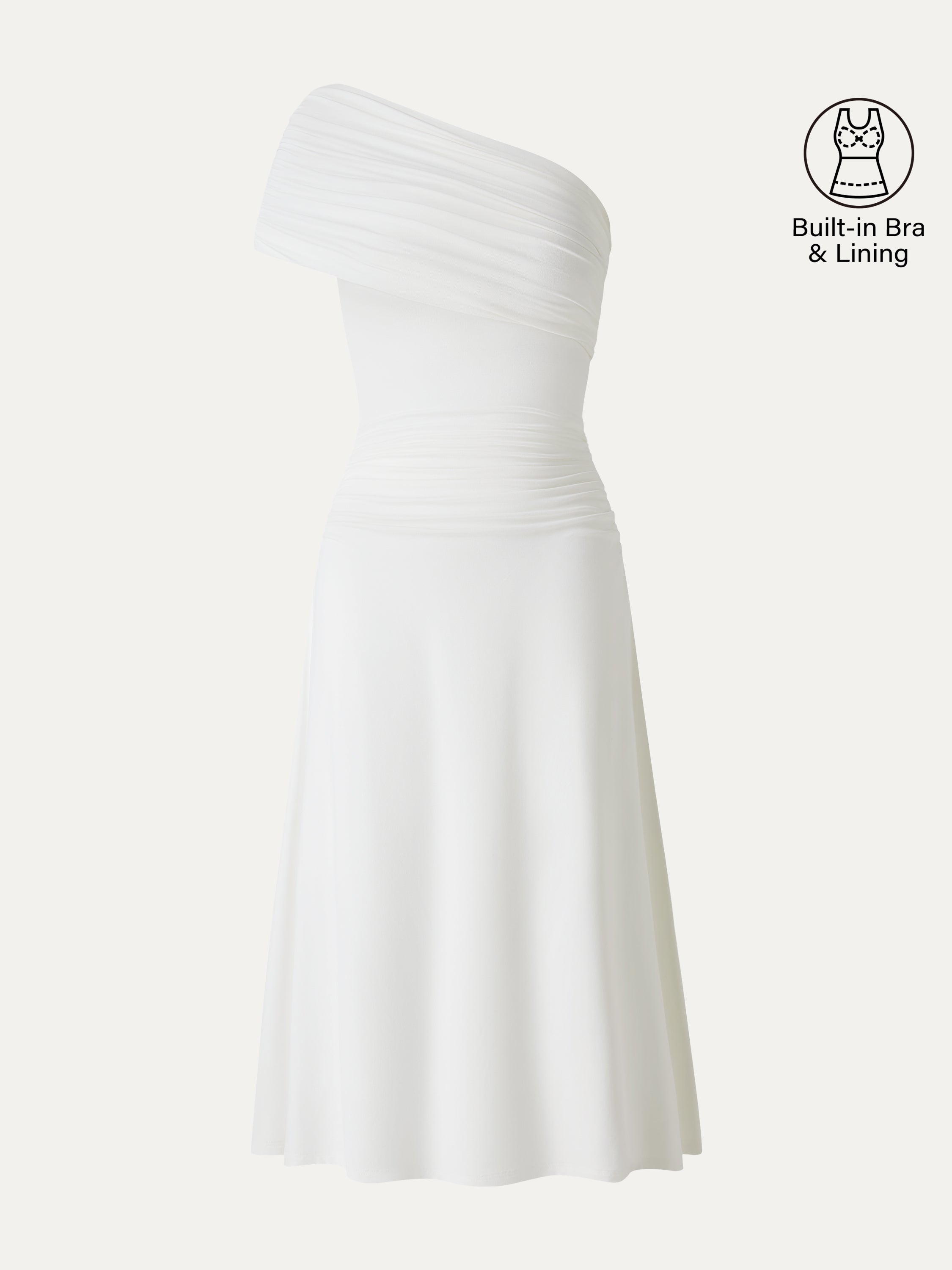 OGLmove Not-See-Thru One Shoulder Gathered Midi Bra Dress