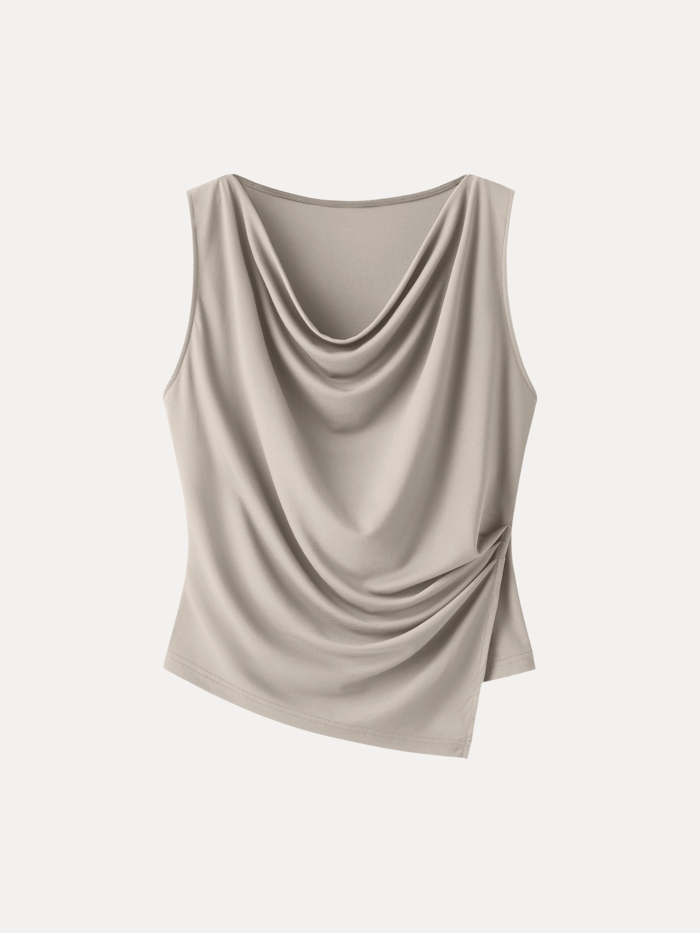 OGLmove Cowl Neck Asymmetrical Tucked Sleeveless Top