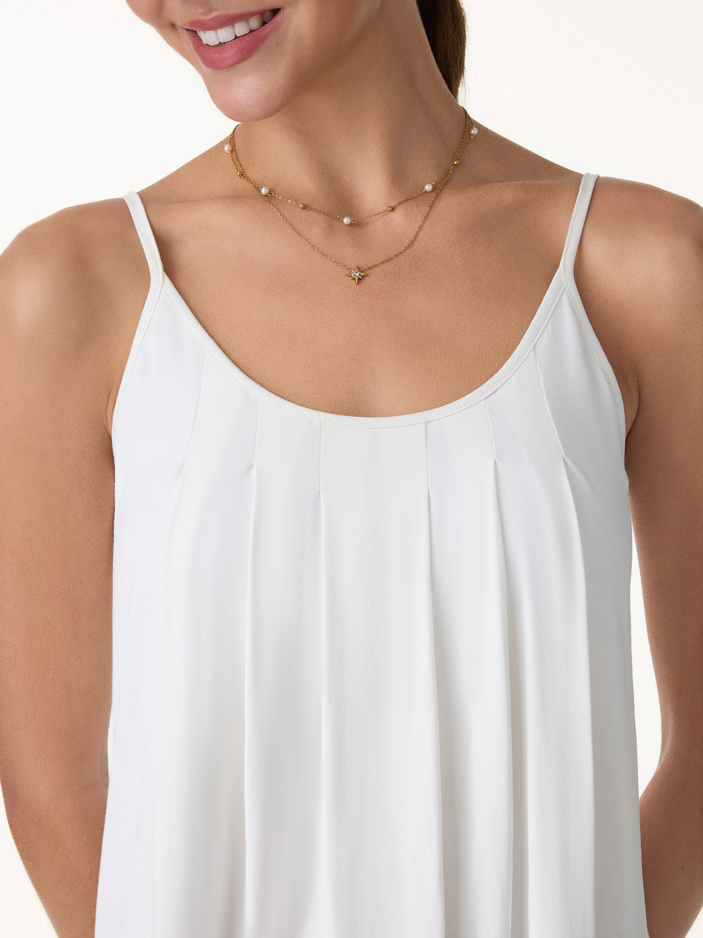 OGLmove U-Neck Pleated Spaghetti Bra Tank