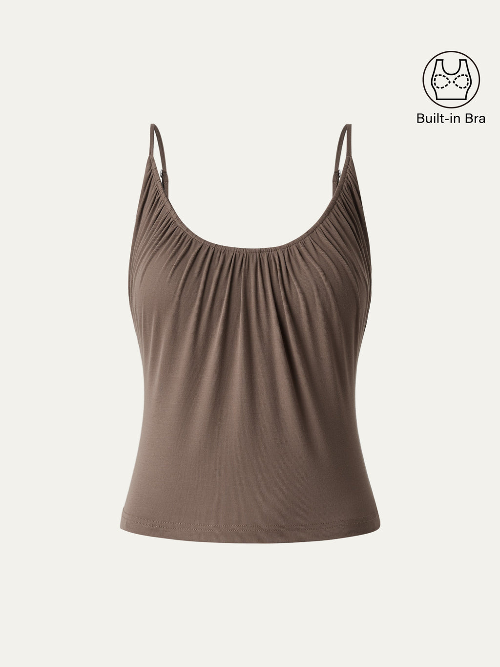 OGLmove Women's Scoop Neck Gathered Spaghetti Bra Tank