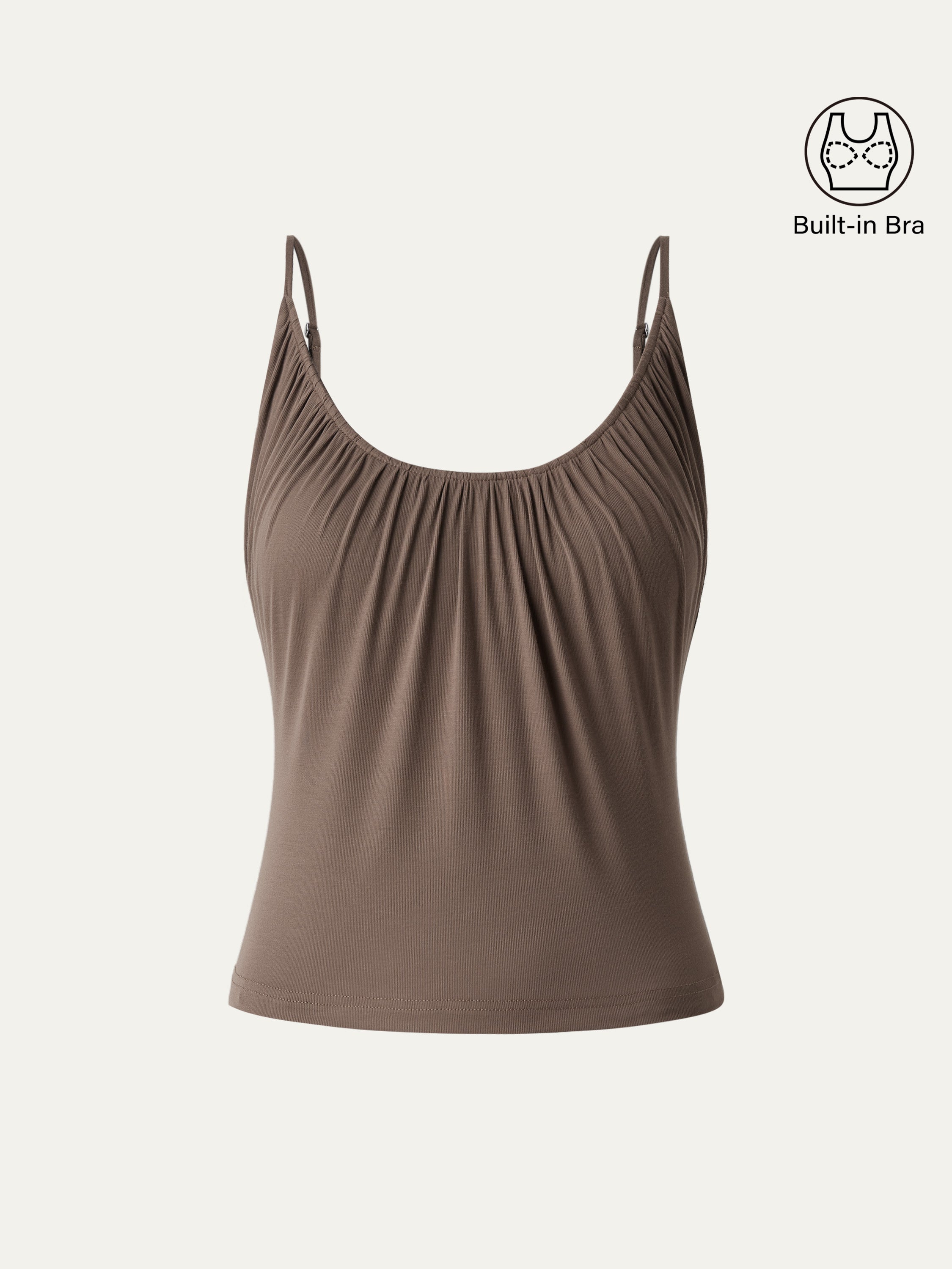 OGLmove Women's Scoop Neck Gathered Spaghetti Bra Tank