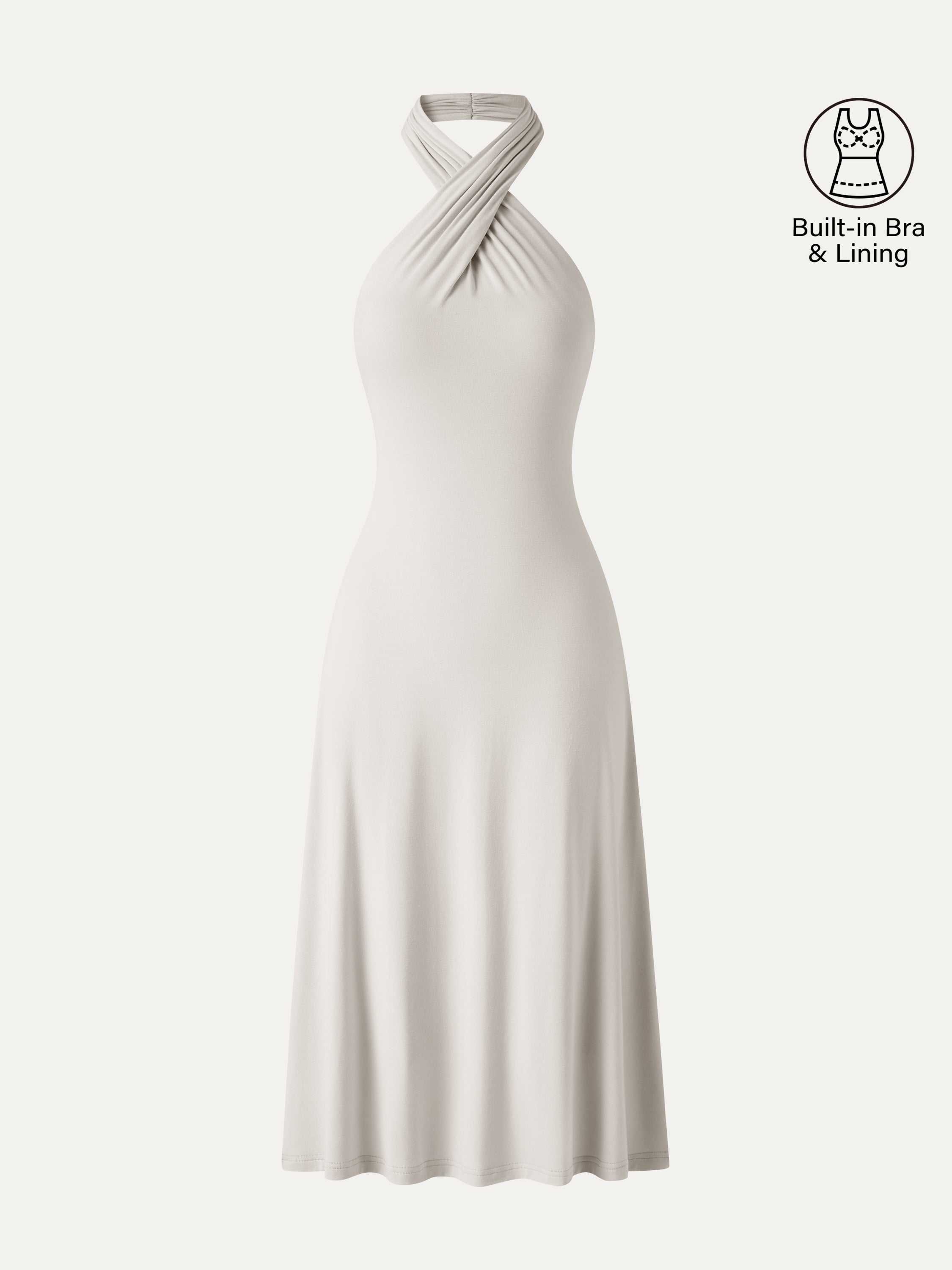 OGLmove CoolTouch Criss-Cross Halter Open-Back Midi Bra Dress
