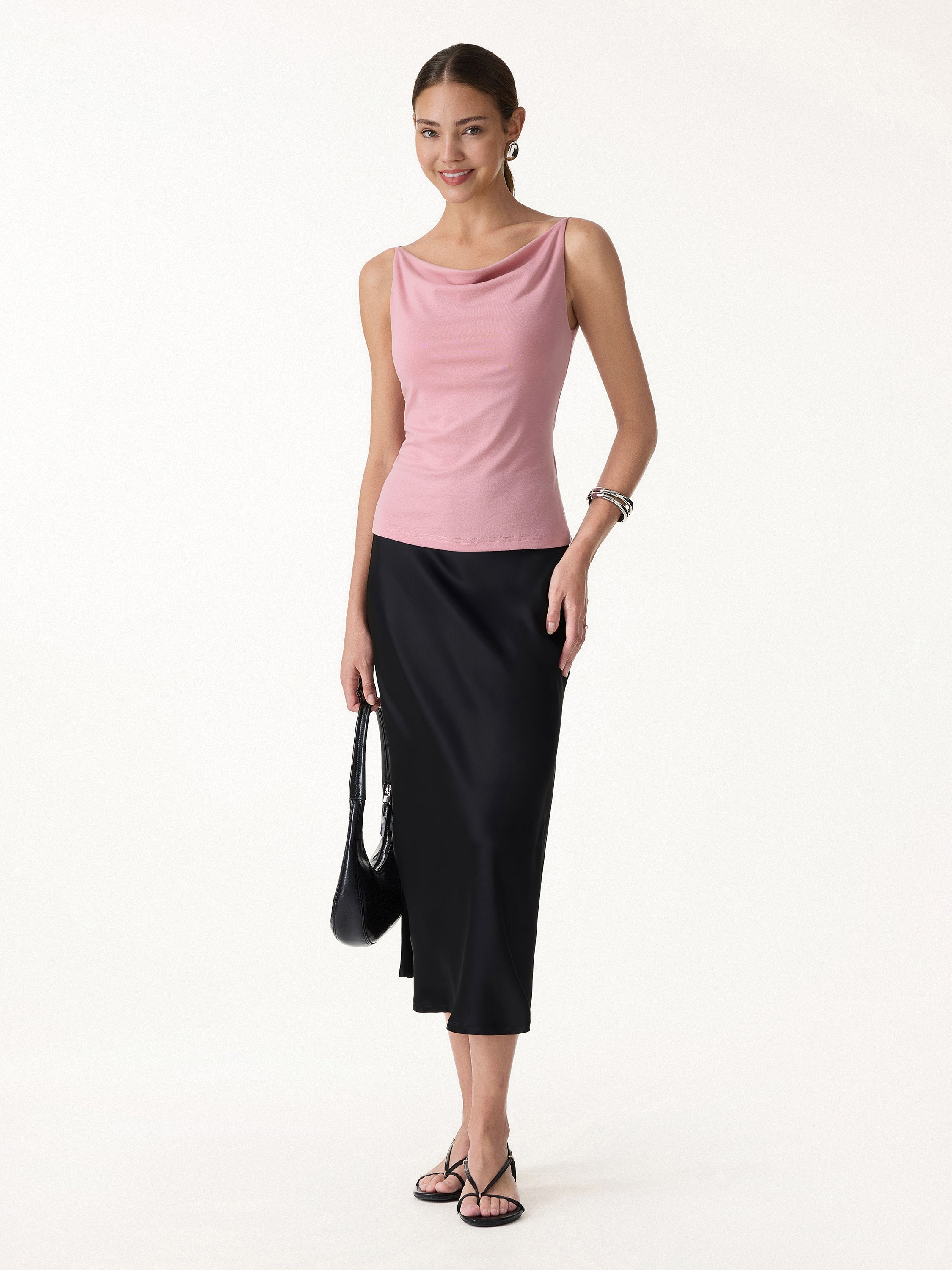 OGLmove Stretch Linen Cowl Neck Bra Tank