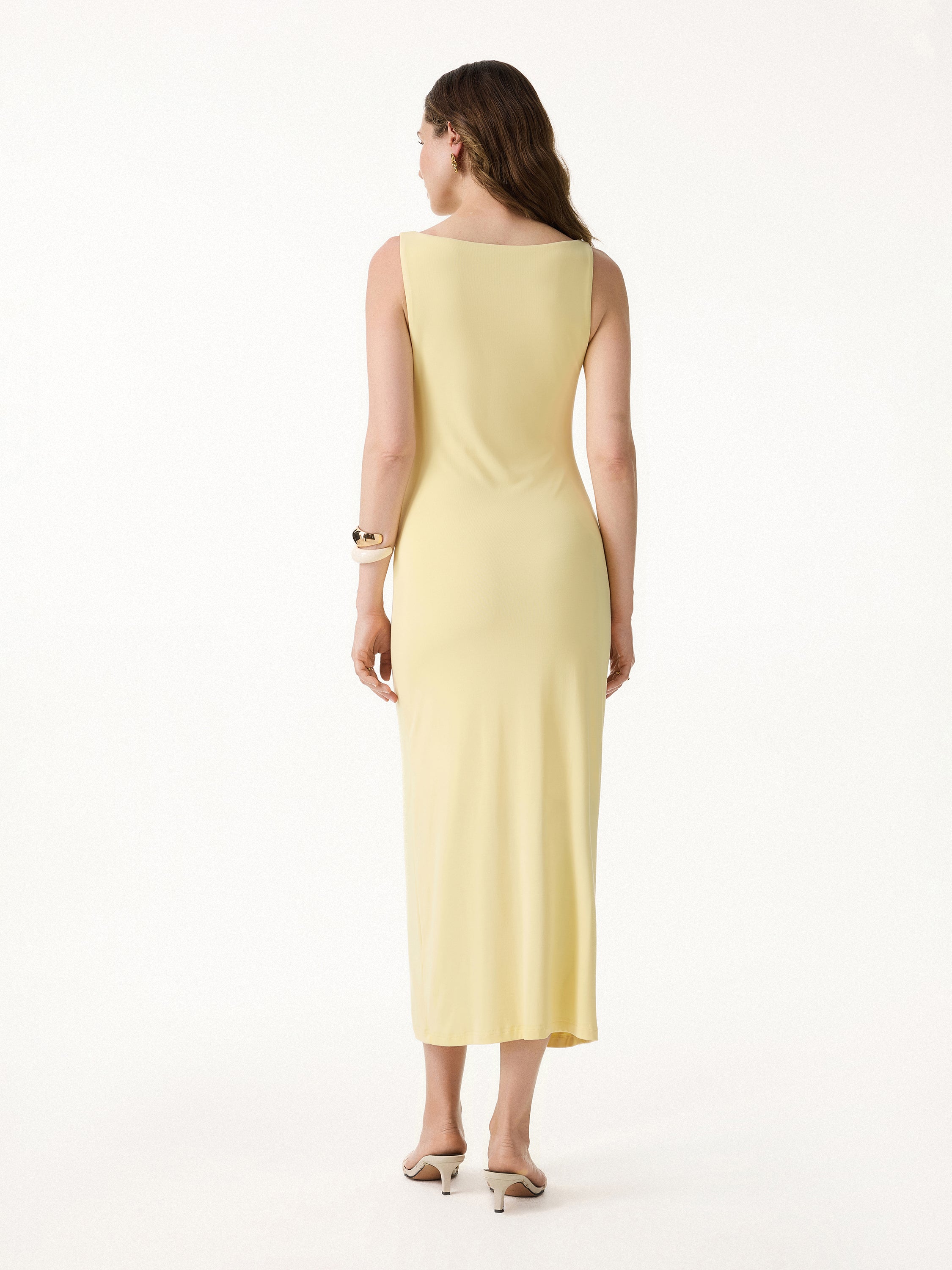 OGLmove Women's Boatneck Ruched Midi Bra Dress
