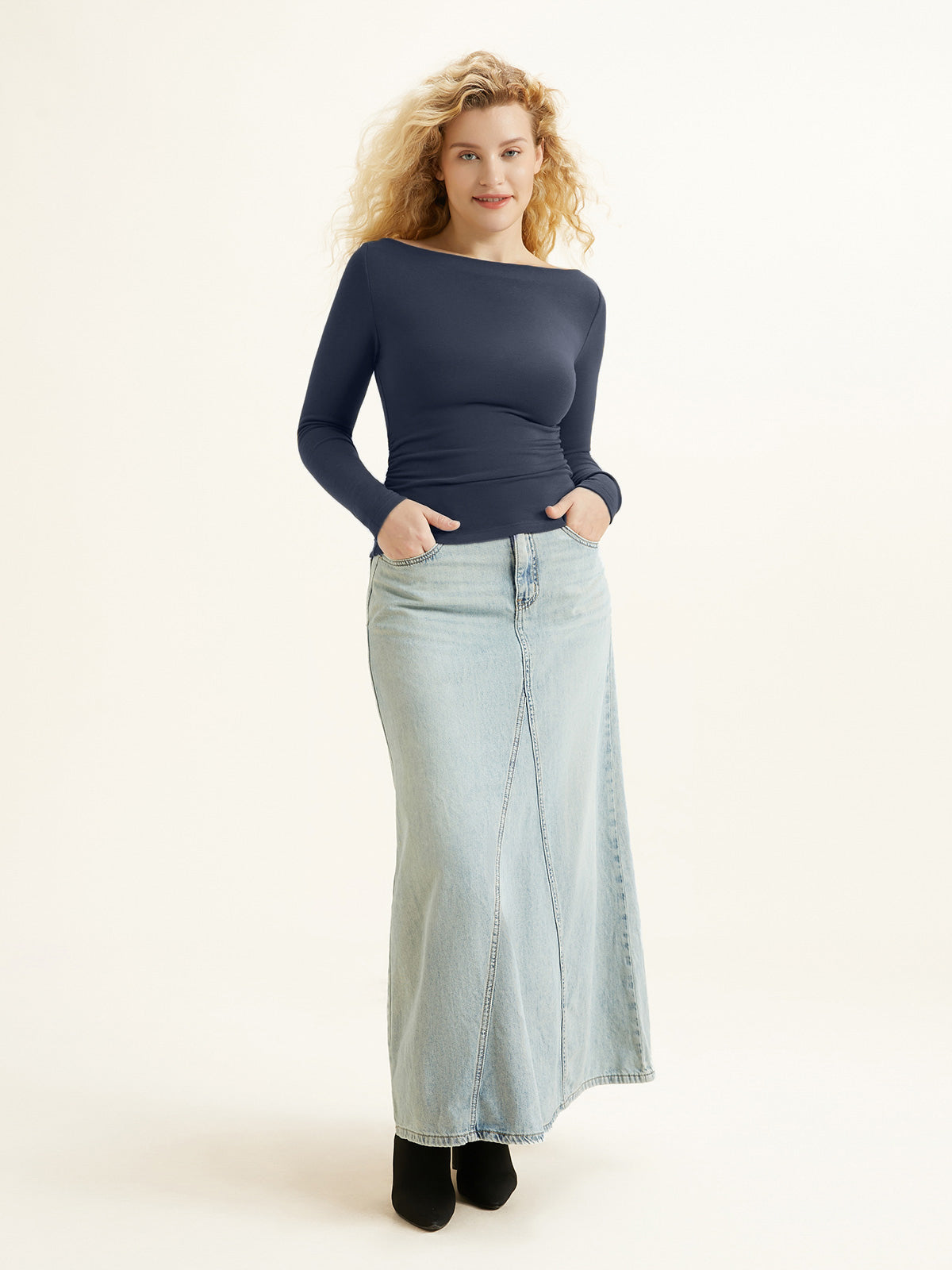OGLmove Side Ruched Boatneck Bra Top