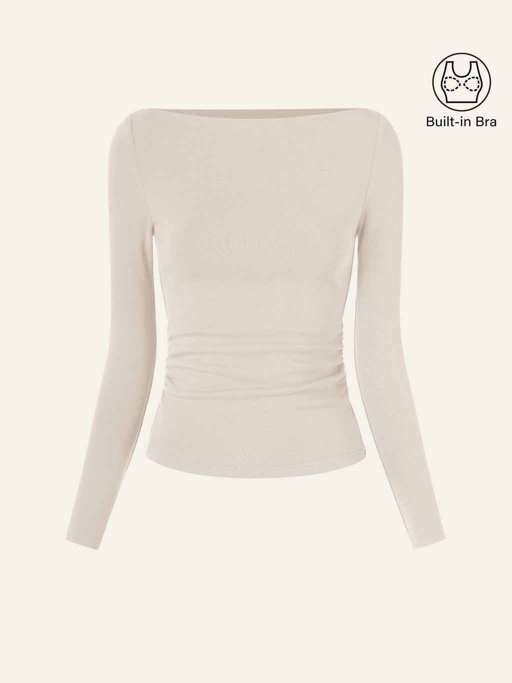 OGLmove Side Ruched Boatneck Bra Top