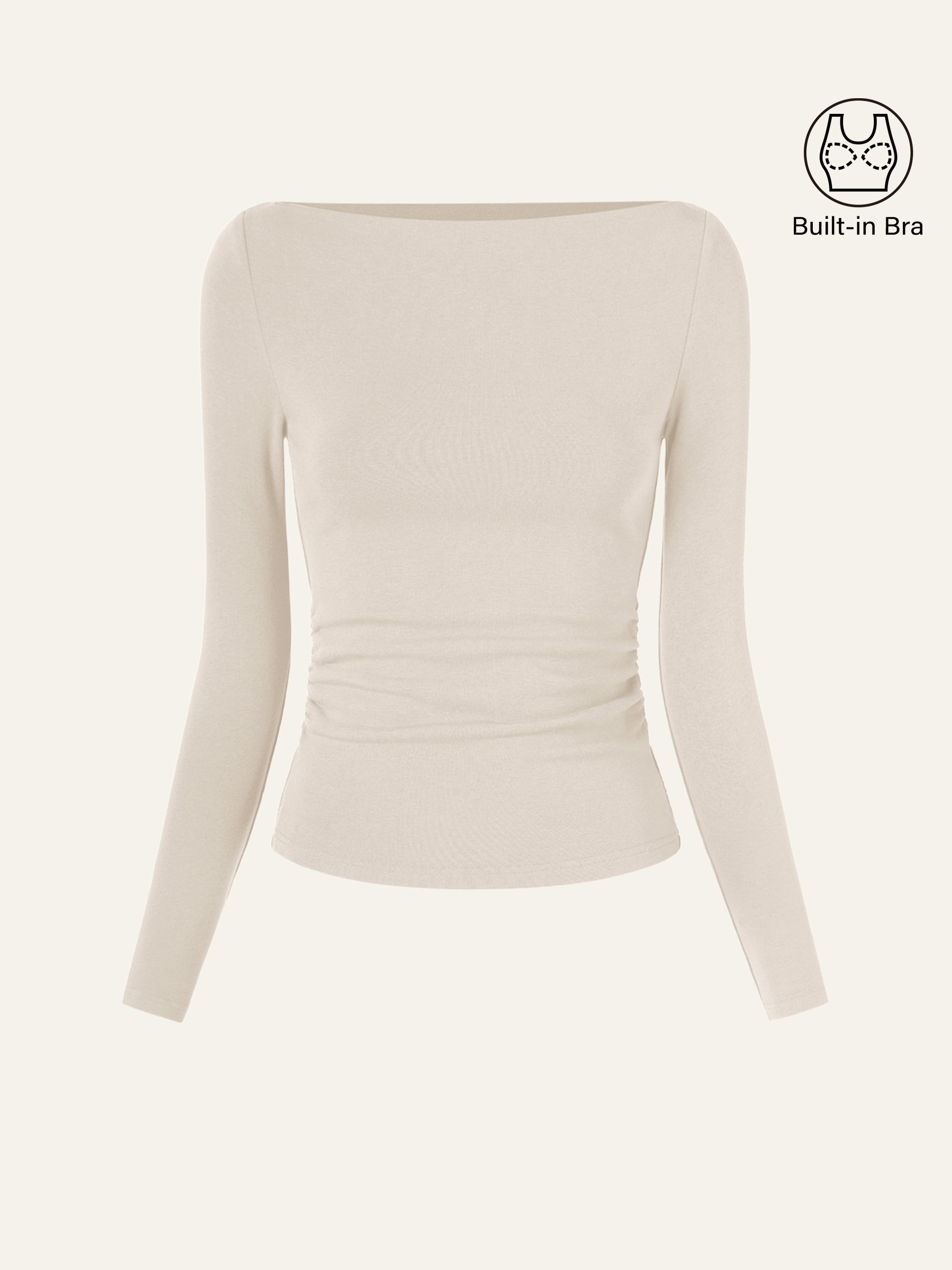 OGLmove Side Ruched Boatneck Bra Top