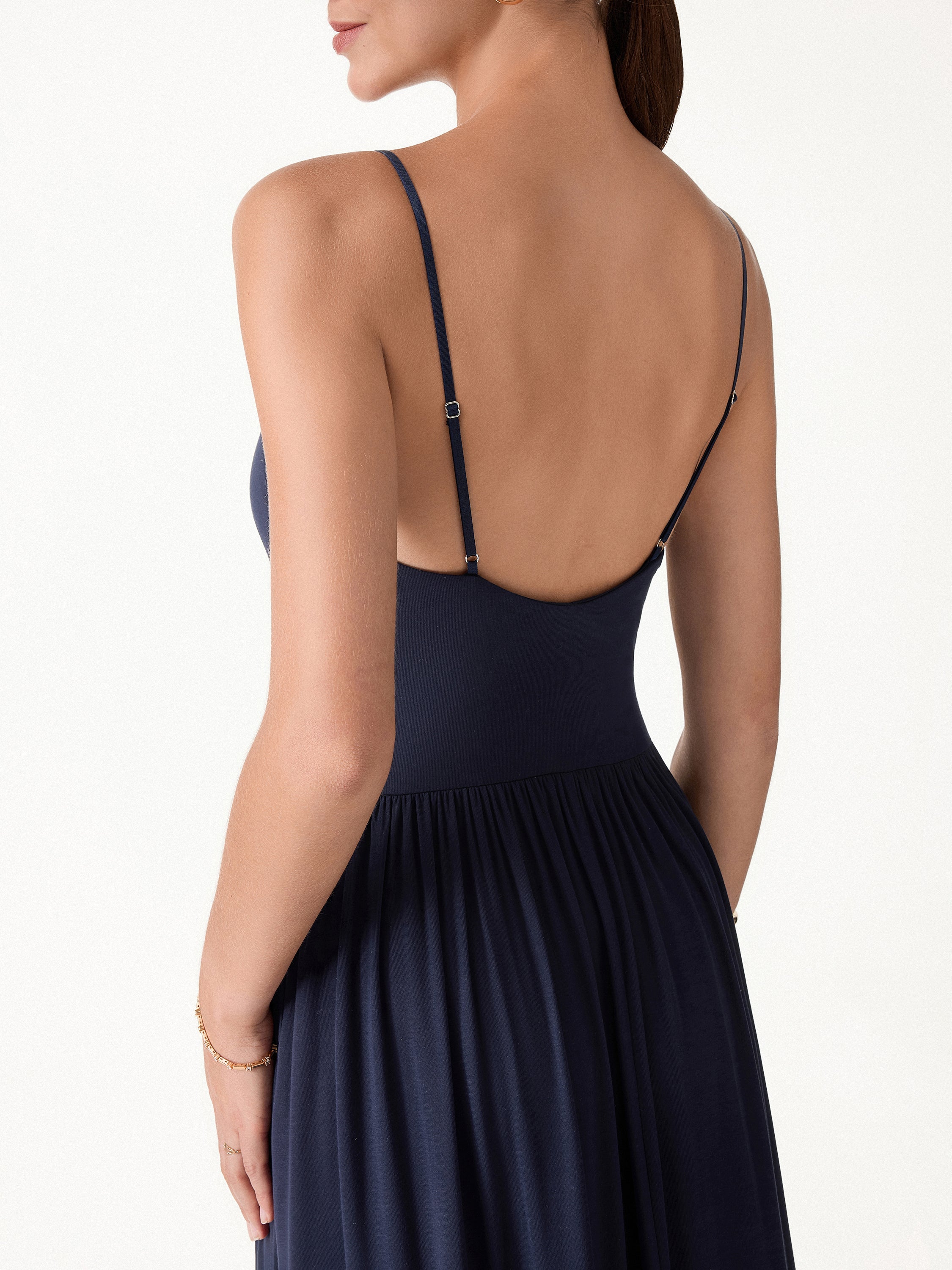 OGLmove Cowl Neck Open-Back Midi Bra Dress