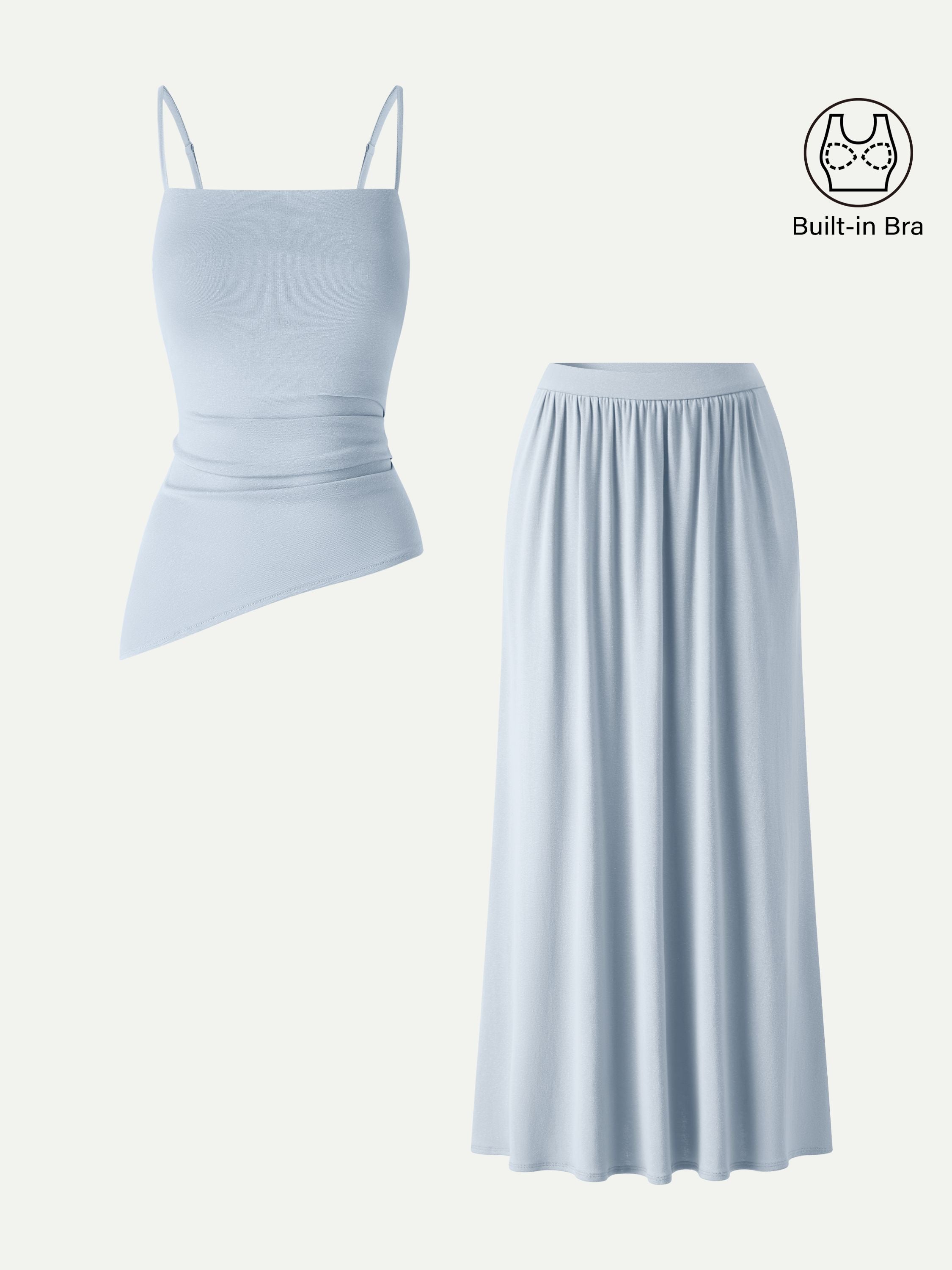 OGLmove Women's Spaghetti Bra Top & A-Line Maxi Skirt Set