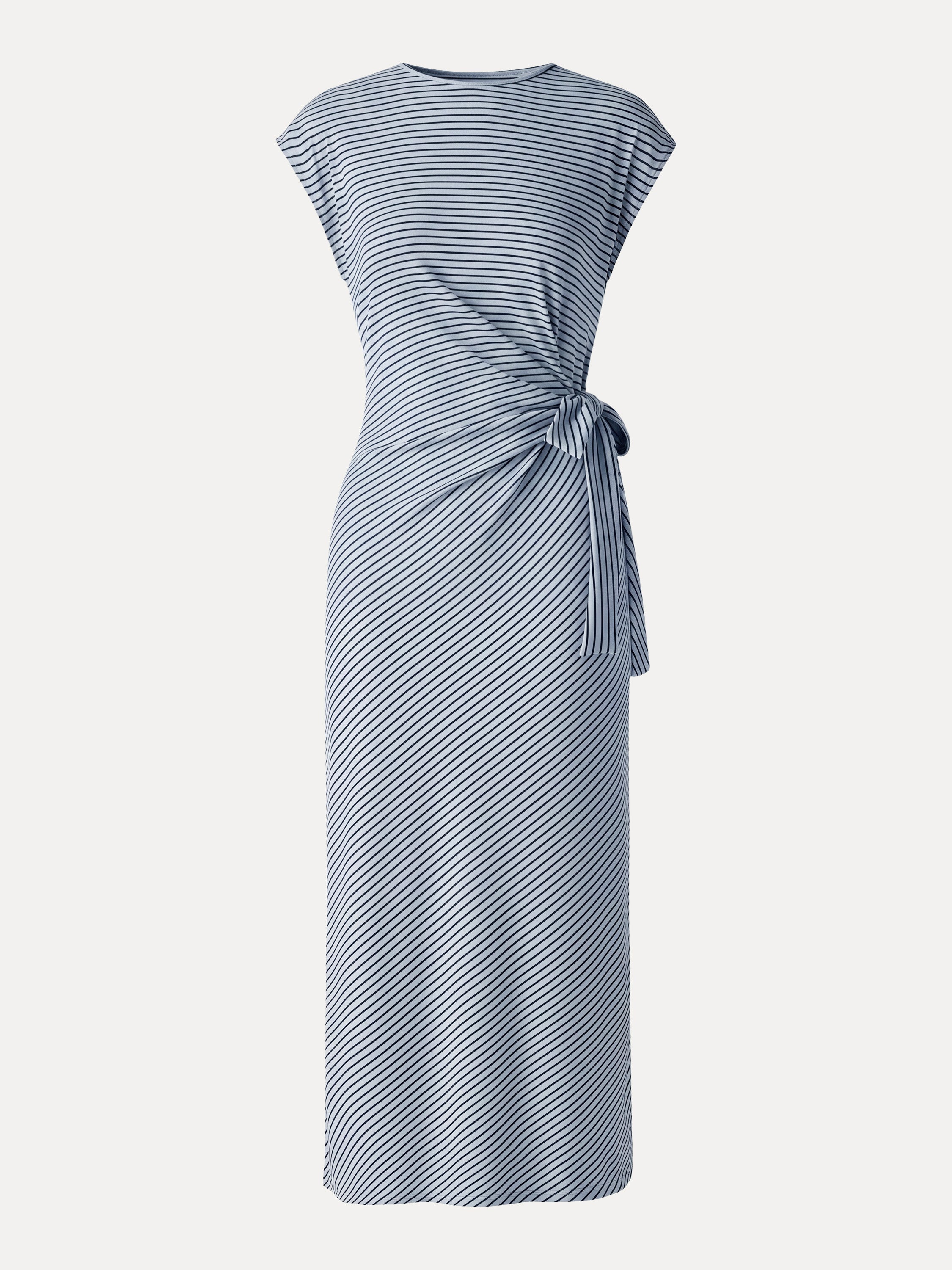 OGLmove Striped Relaxed Midi Dress with Self-Tie