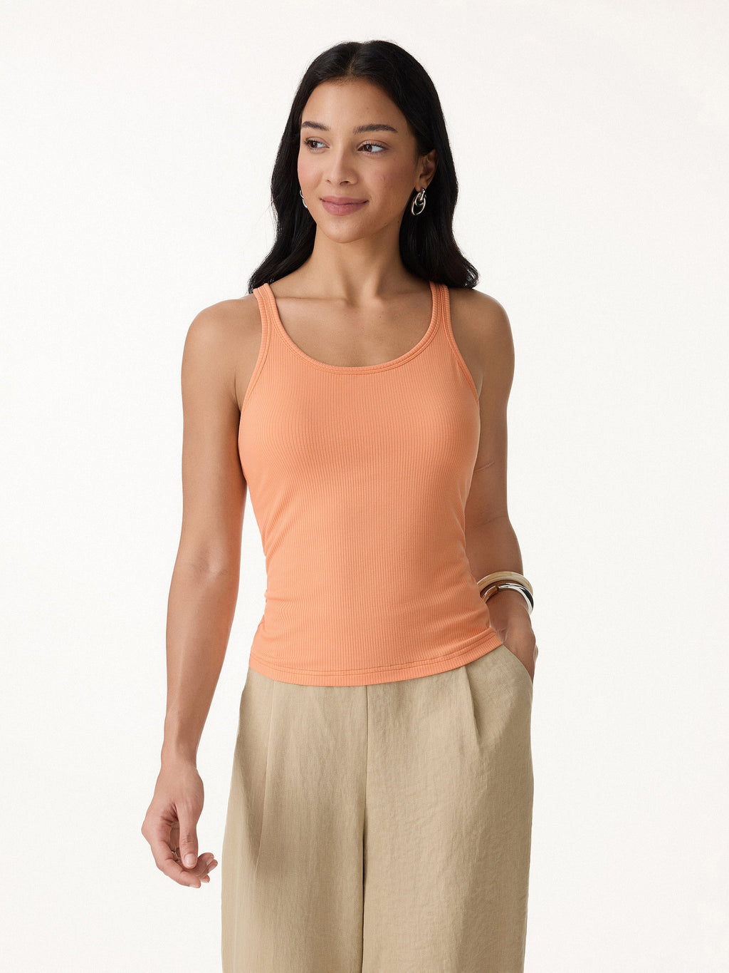 OGLmove CoolTouch Ribbed Scoop Neck Racer Back Bra Tank