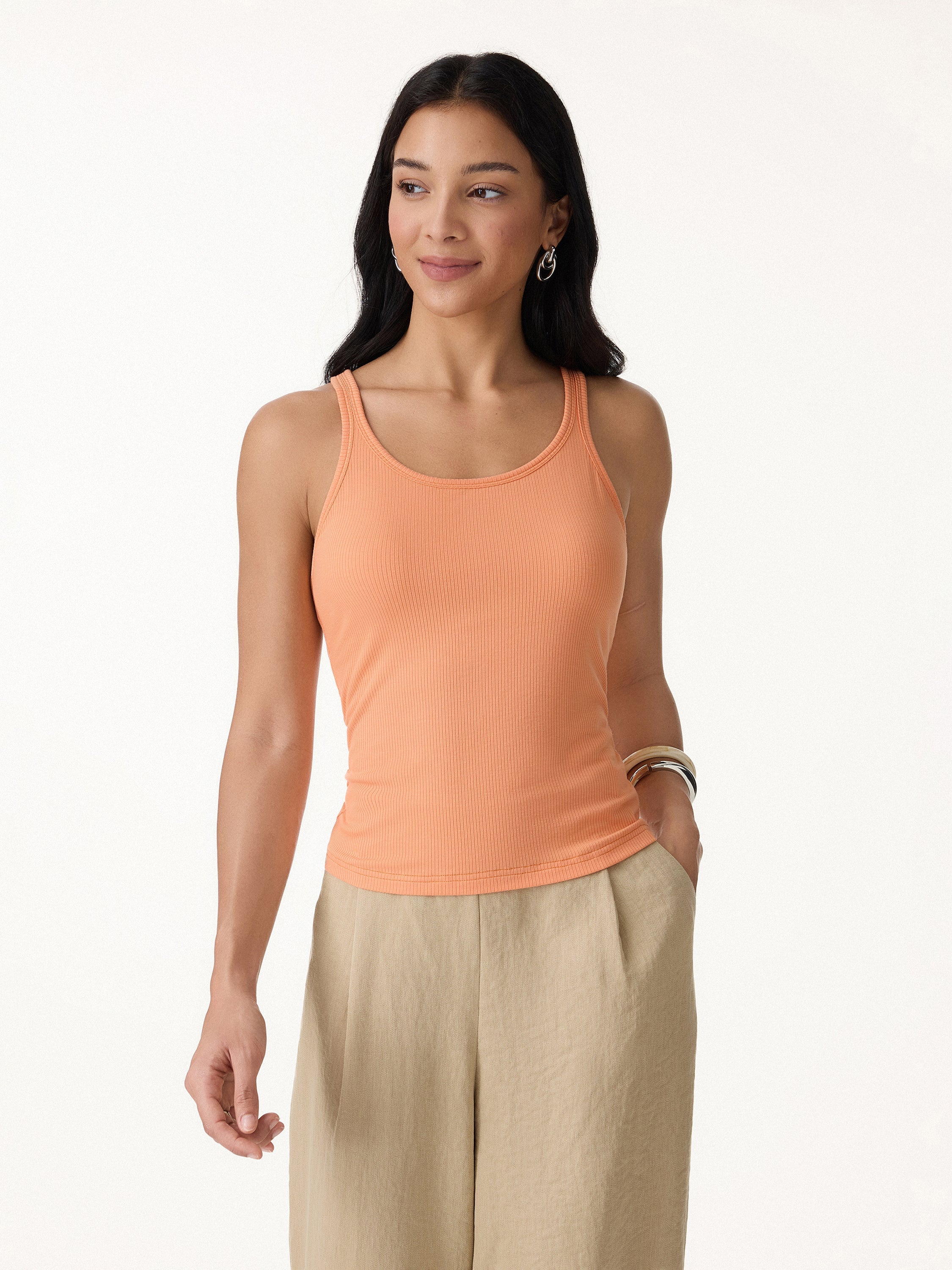 OGLmove CoolTouch Ribbed Scoop Neck Racer Back Bra Tank
