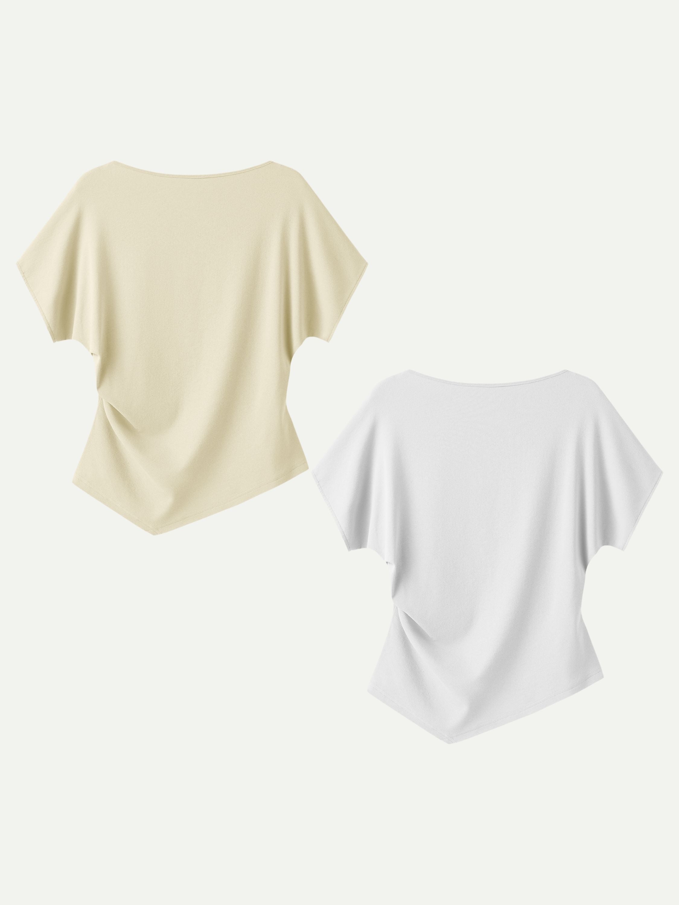 OGLmove Cotton Lyocell Boatneck Angled Summer Tee