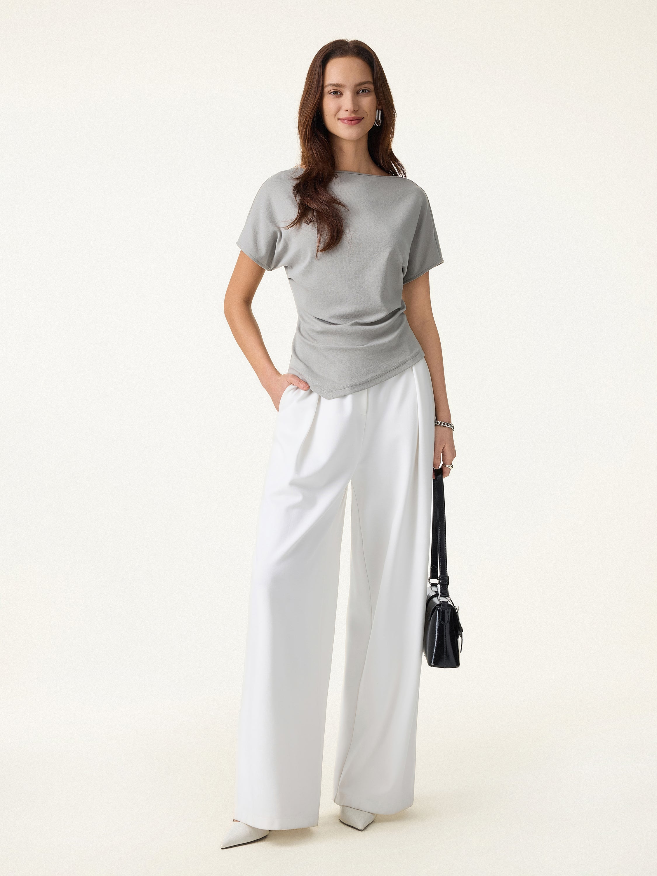 OGLmove Cotton Lyocell Boatneck Angled Summer Tee