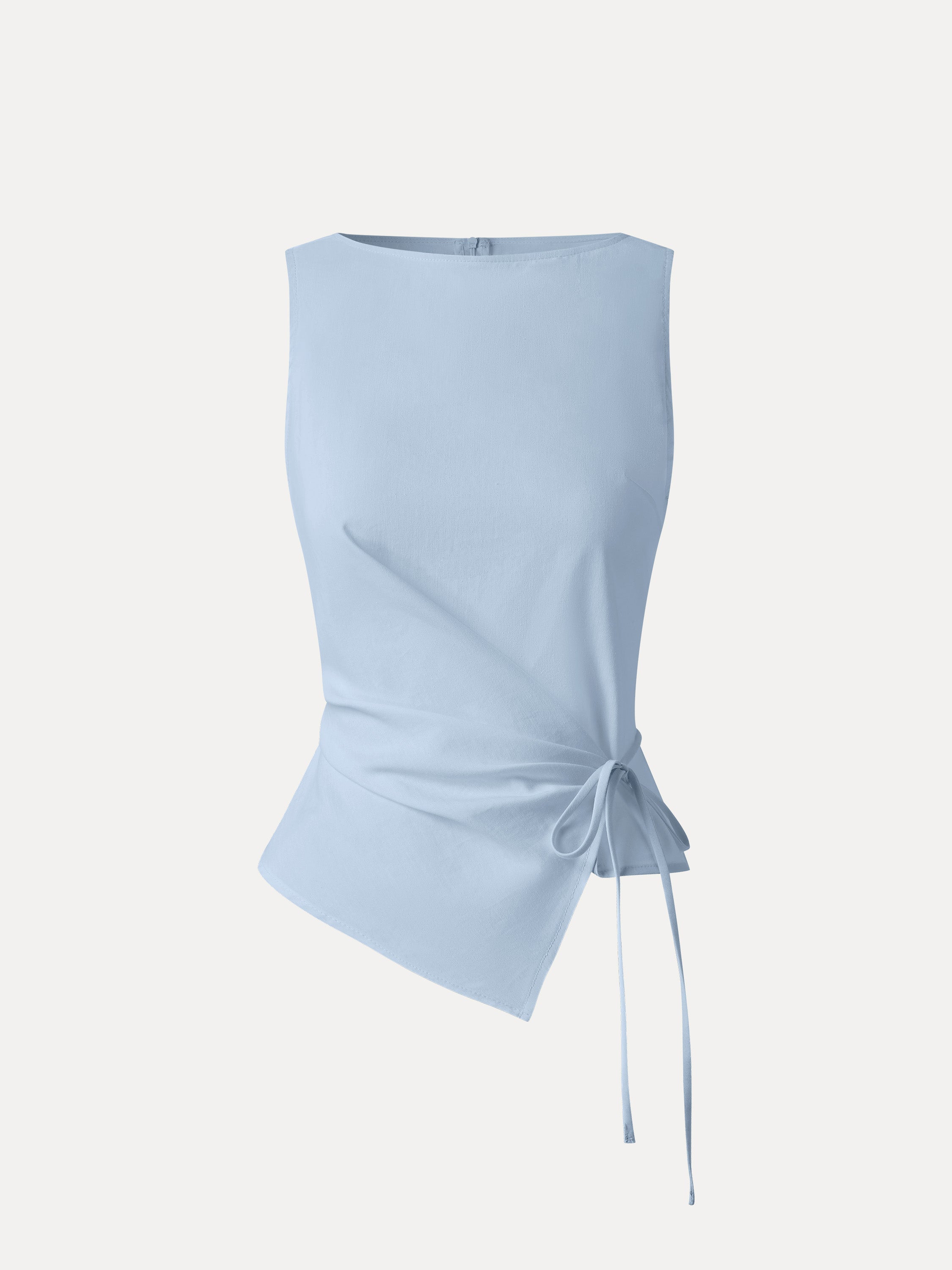 OGLmove Lyocell-Linen Blend Boatneck Waist-Defined Top