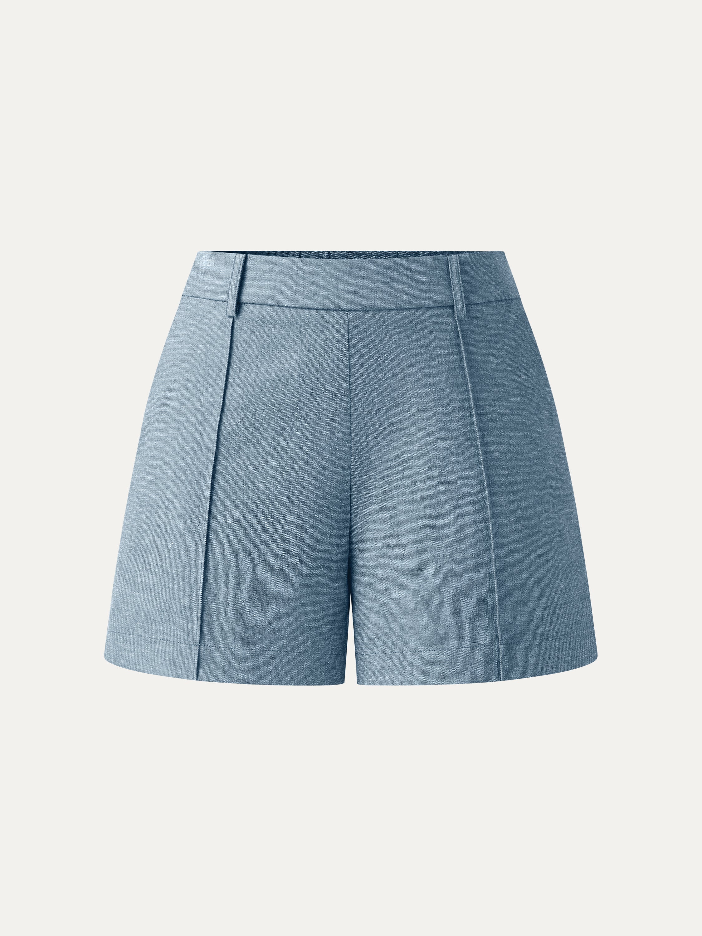 OGLmove Linen-Like Mid Rise Pintuck Shorts with Pockets