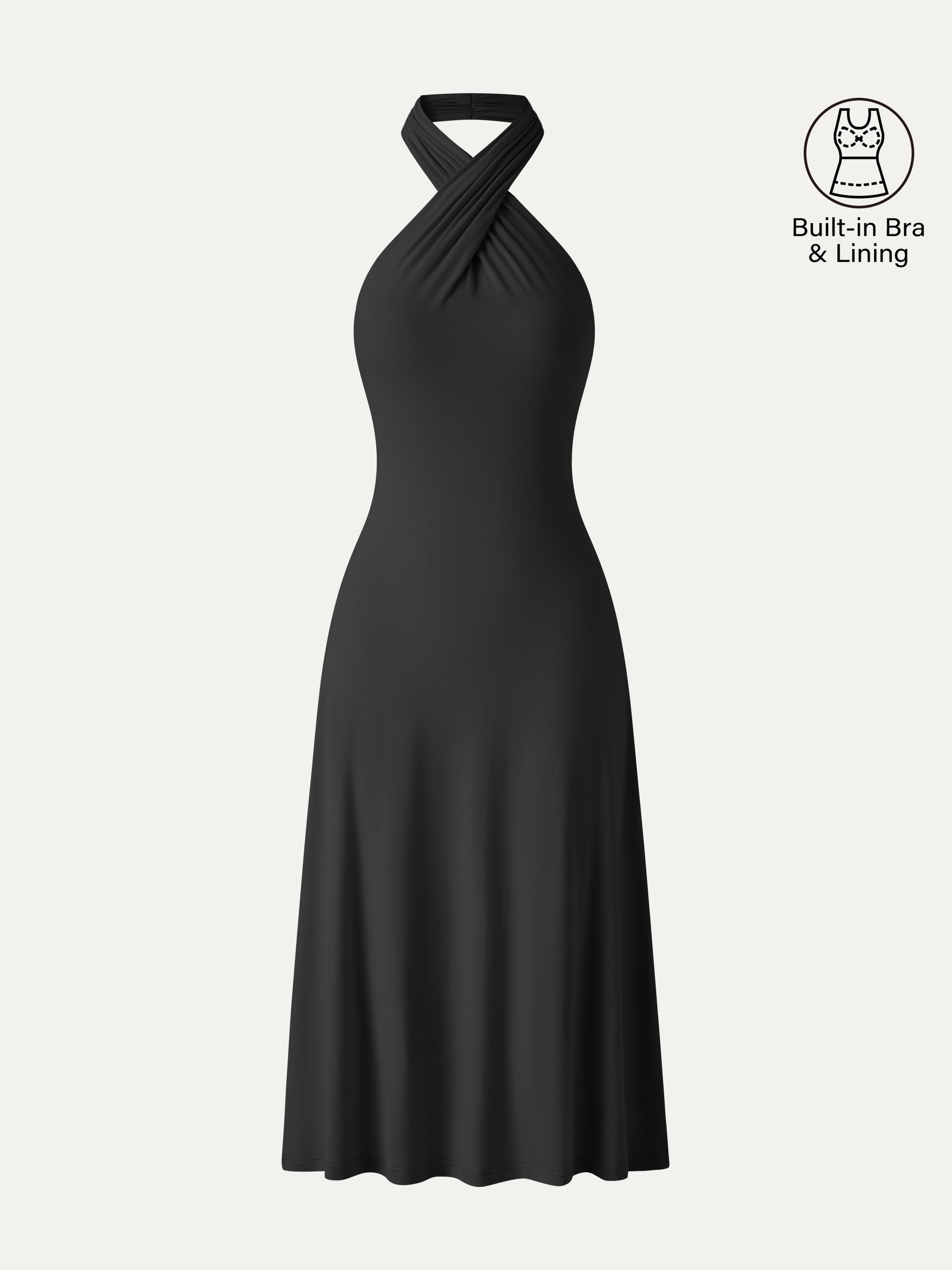 OGLmove CoolTouch Criss-Cross Halter Open-Back Midi Bra Dress