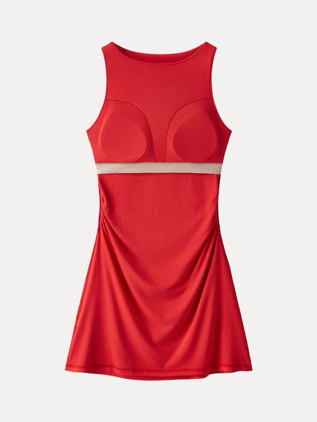 OGLmove Women's Boatneck Ruched A-Line Mini Bra Dress