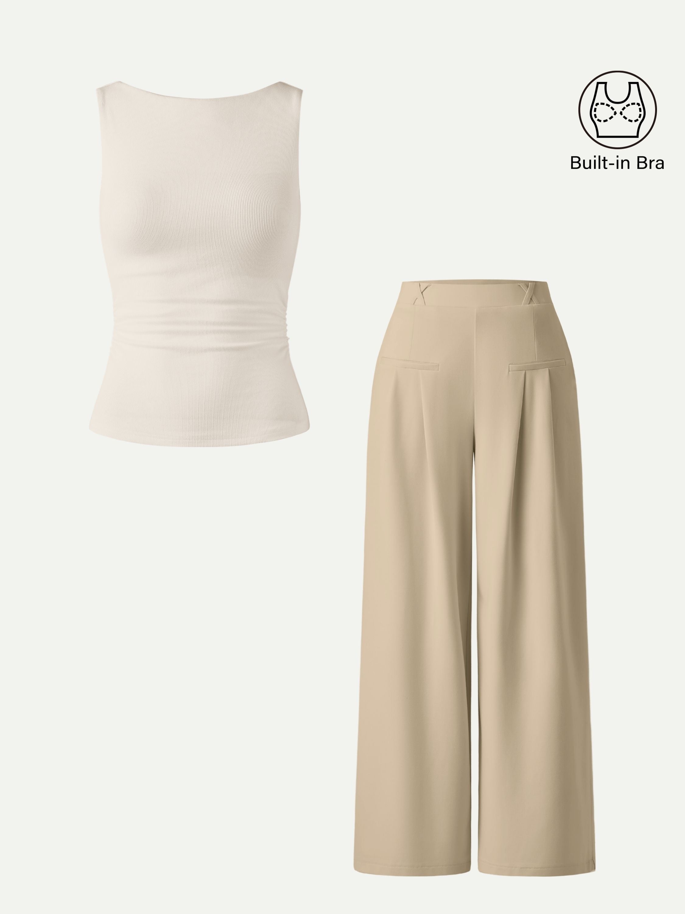 OGLmove Open Back Bra Tank and Wide Leg Trouser Set