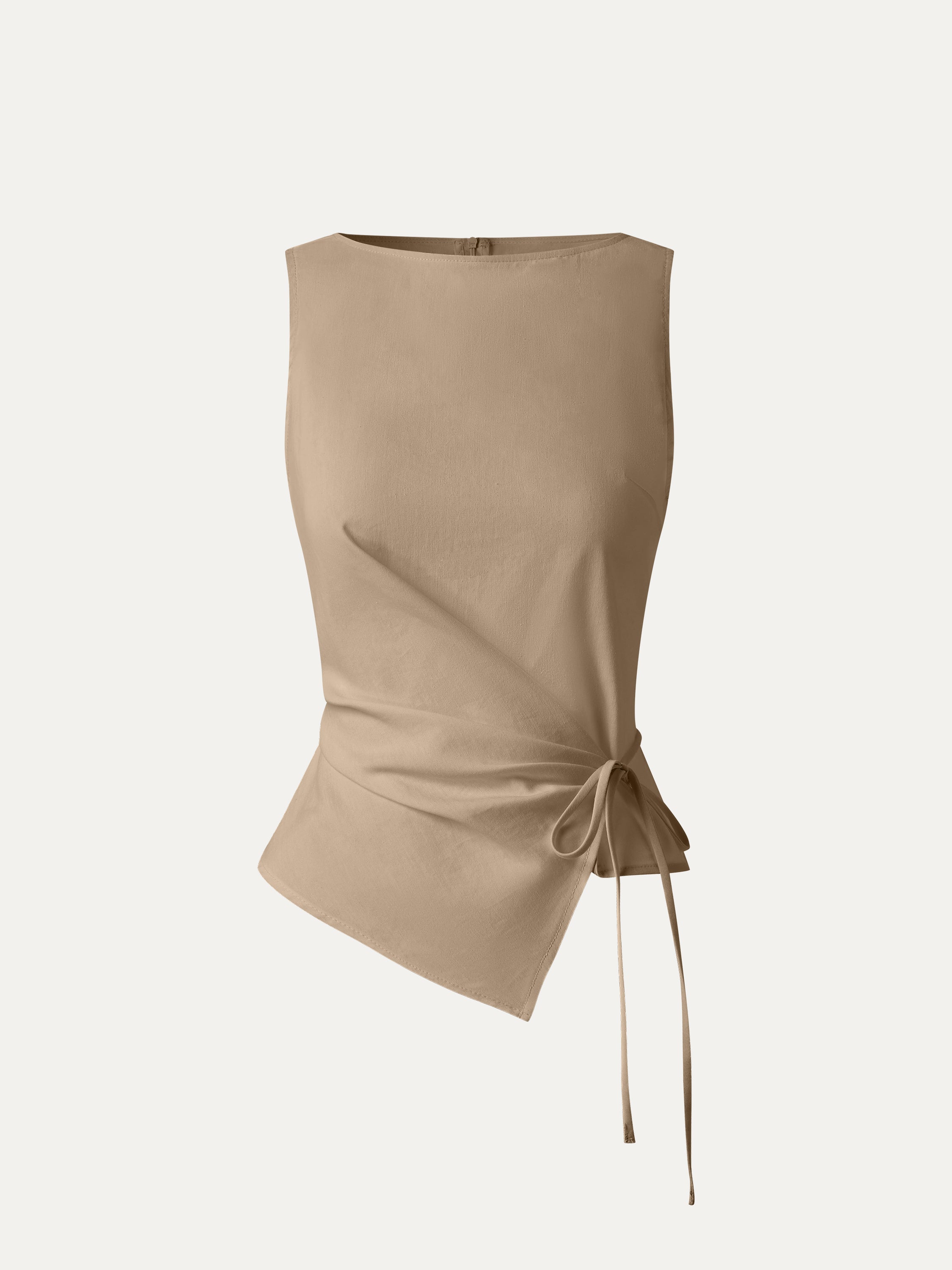 OGLmove Lyocell-Linen Blend Boatneck Waist-Defined Top