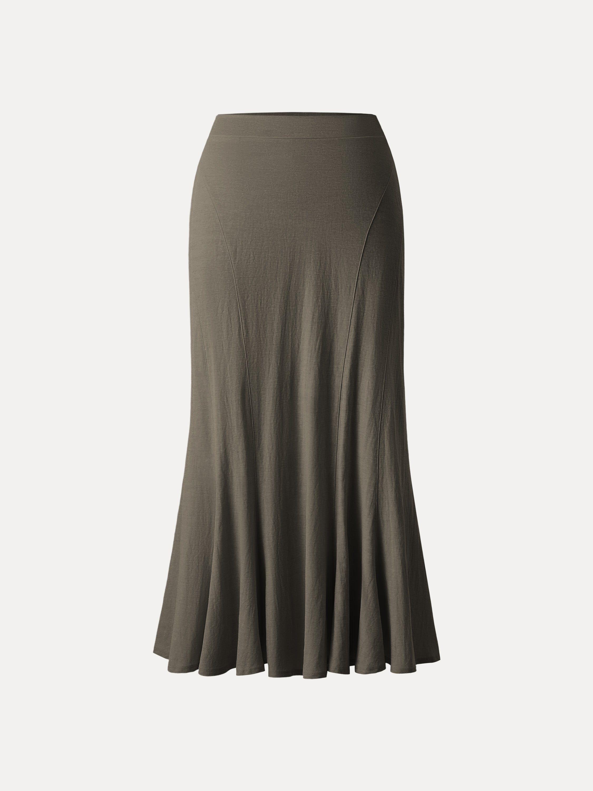 OGLmove Wrinkle-Resistant Cotton-Linen Pull-On Midi Skirt