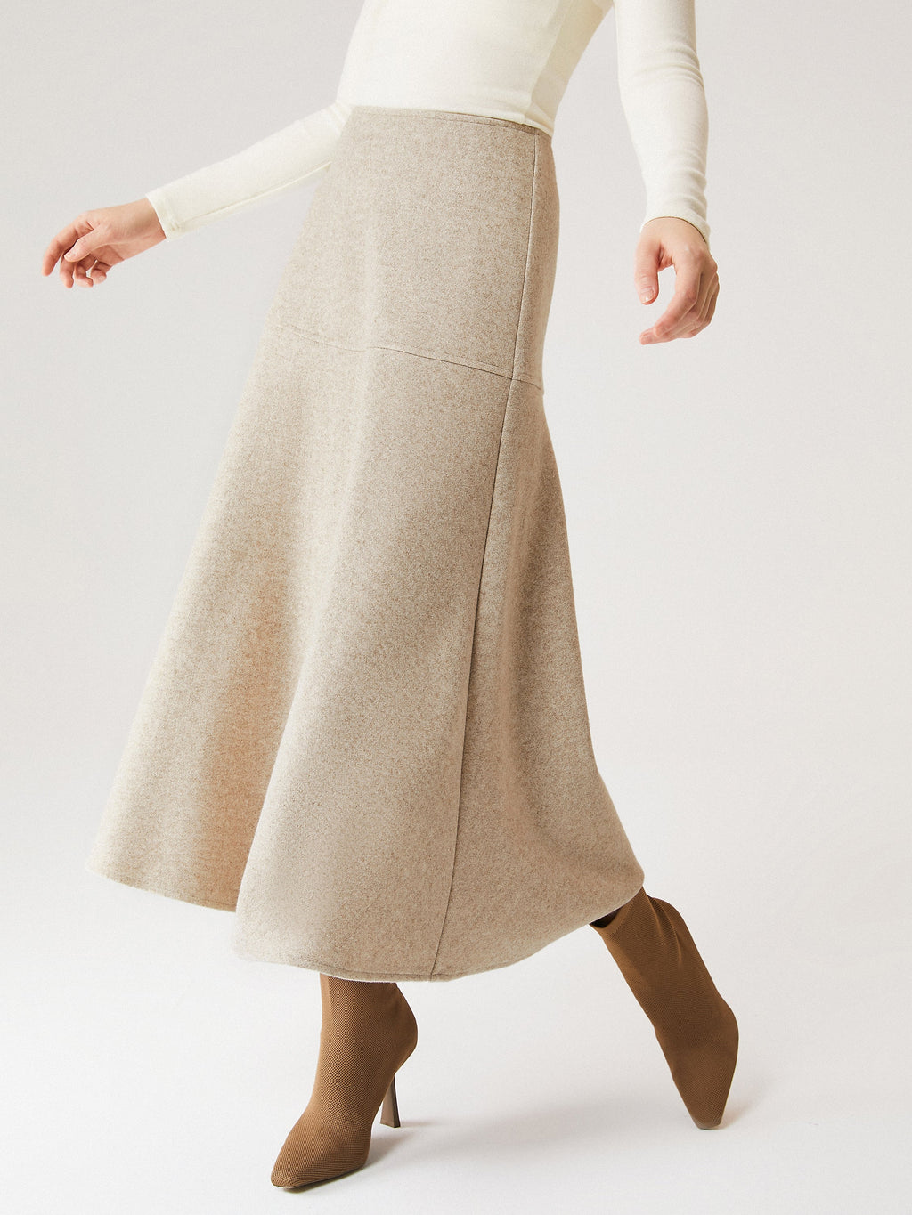 OGLmove FuzzLuxe Flared Maxi Skirt Heather Morganite