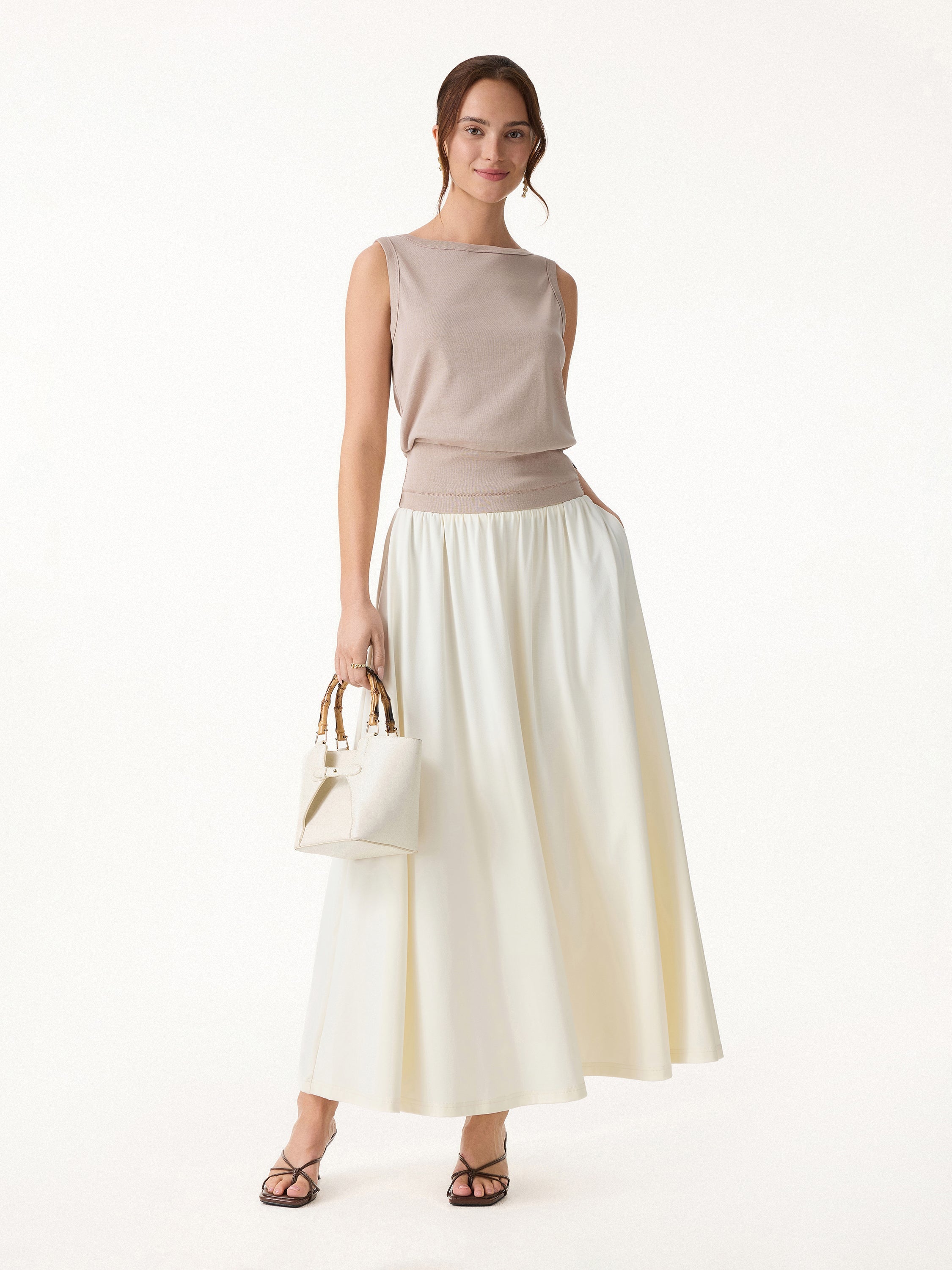 OGLmove Cotton-Linen Blend Reversible Boatneck Low Back Top