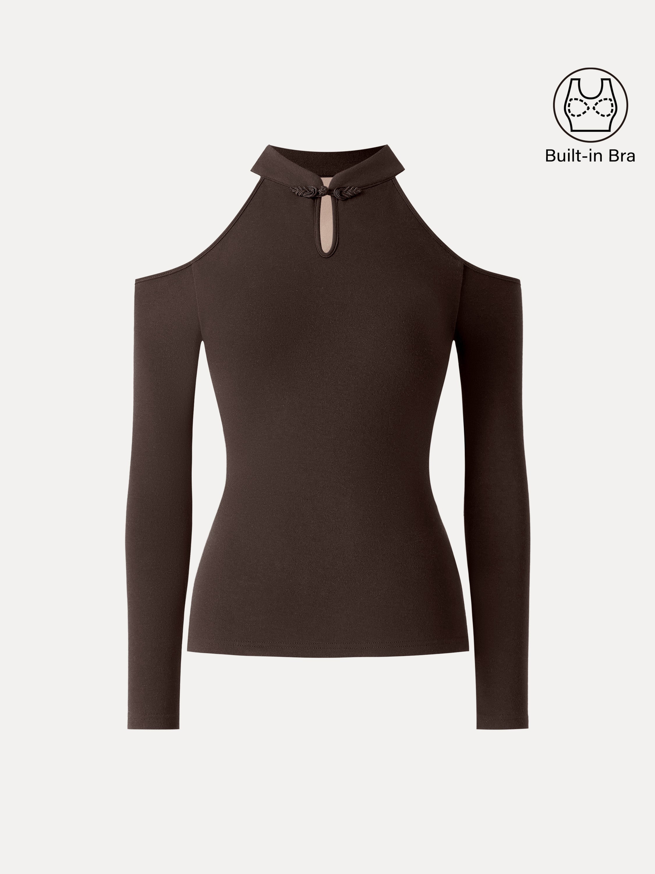 OGLmove Cutout Shoulder Mandarin Collar Bra Top