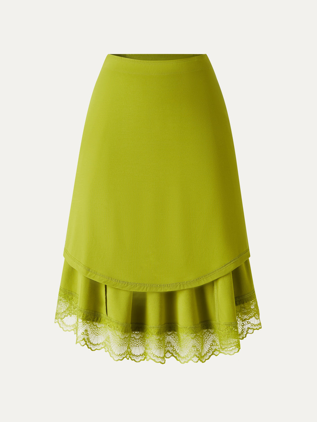 OGLmove Lace Trim Midi Circle Flare Skirt