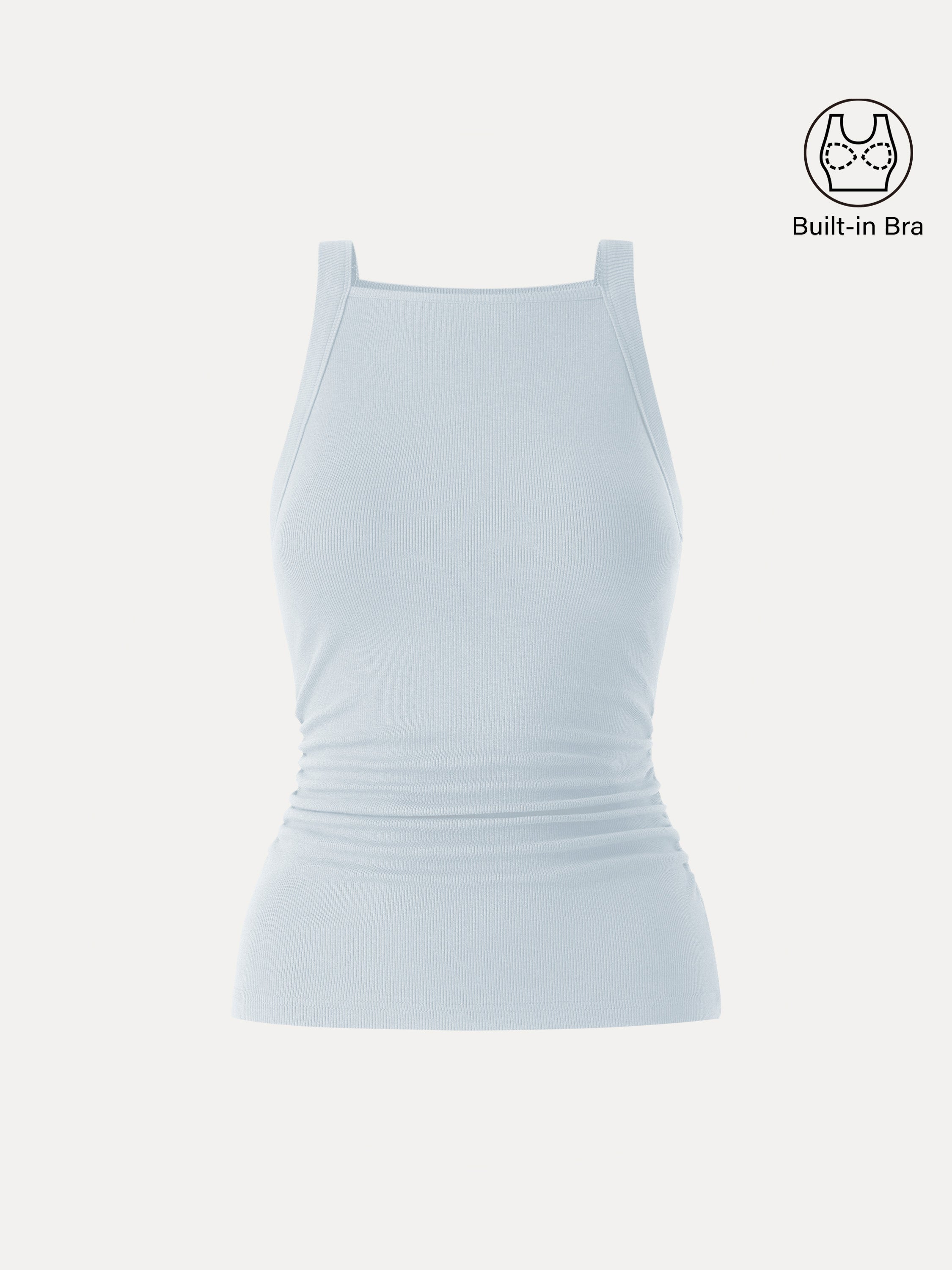 OGLmove Plantive Square Neck Ruched Rib Bra Tank