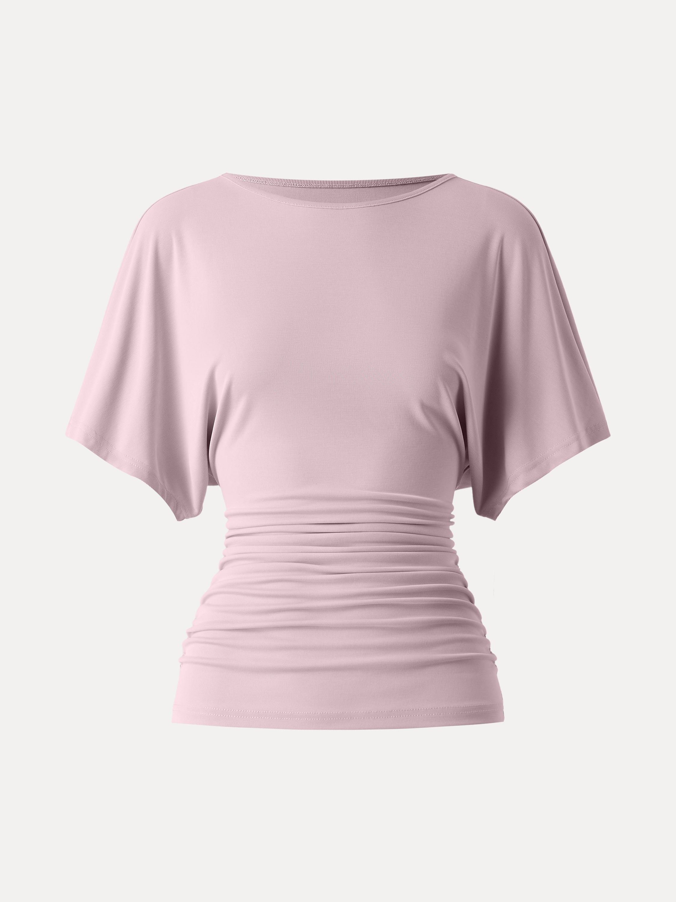 OGLmove Boatneck Batwing Sleeve Side Ruched Top