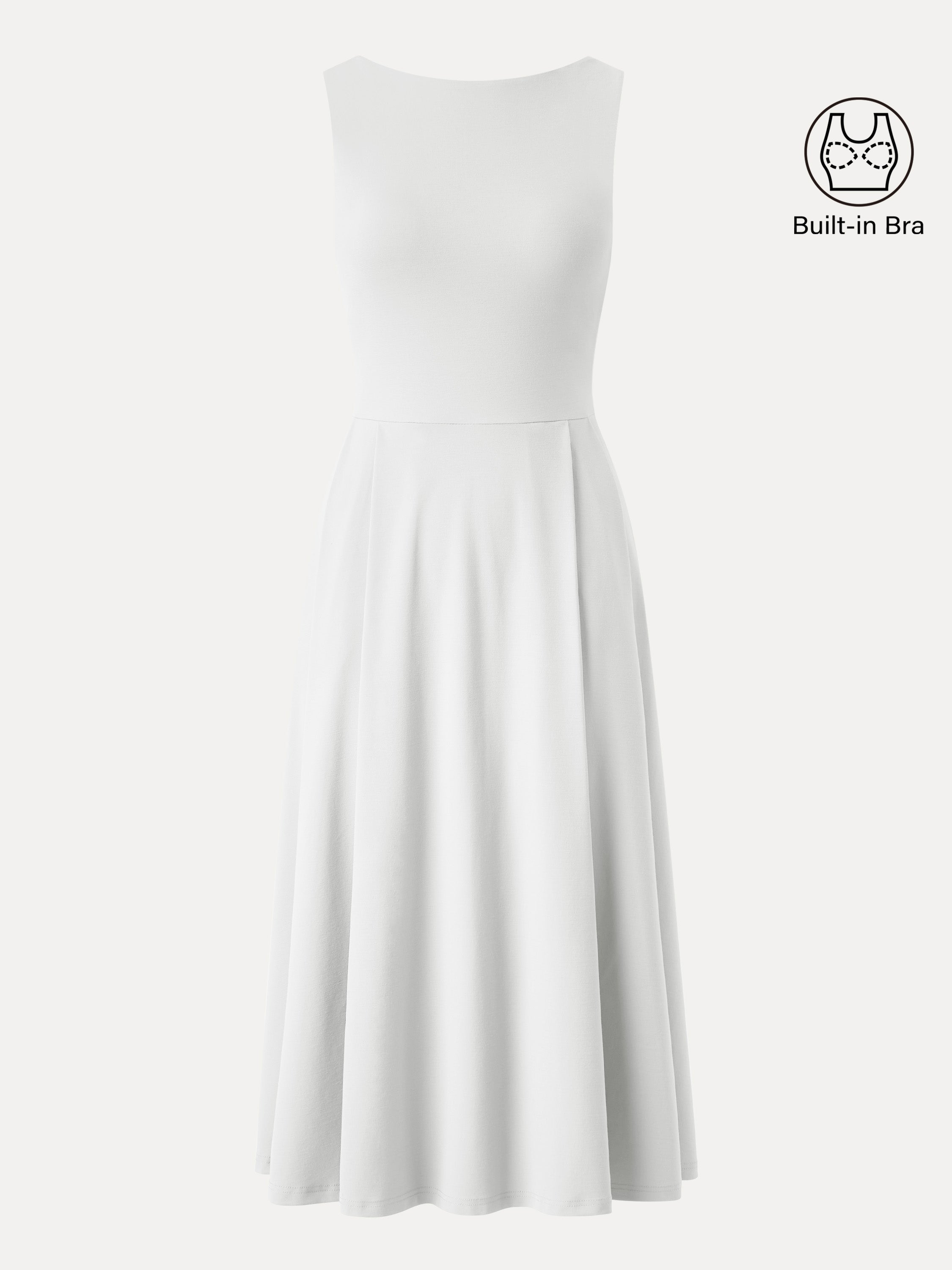 OGLmove Boatneck Bamboo Ponte Bra Midi Dress with Pockets