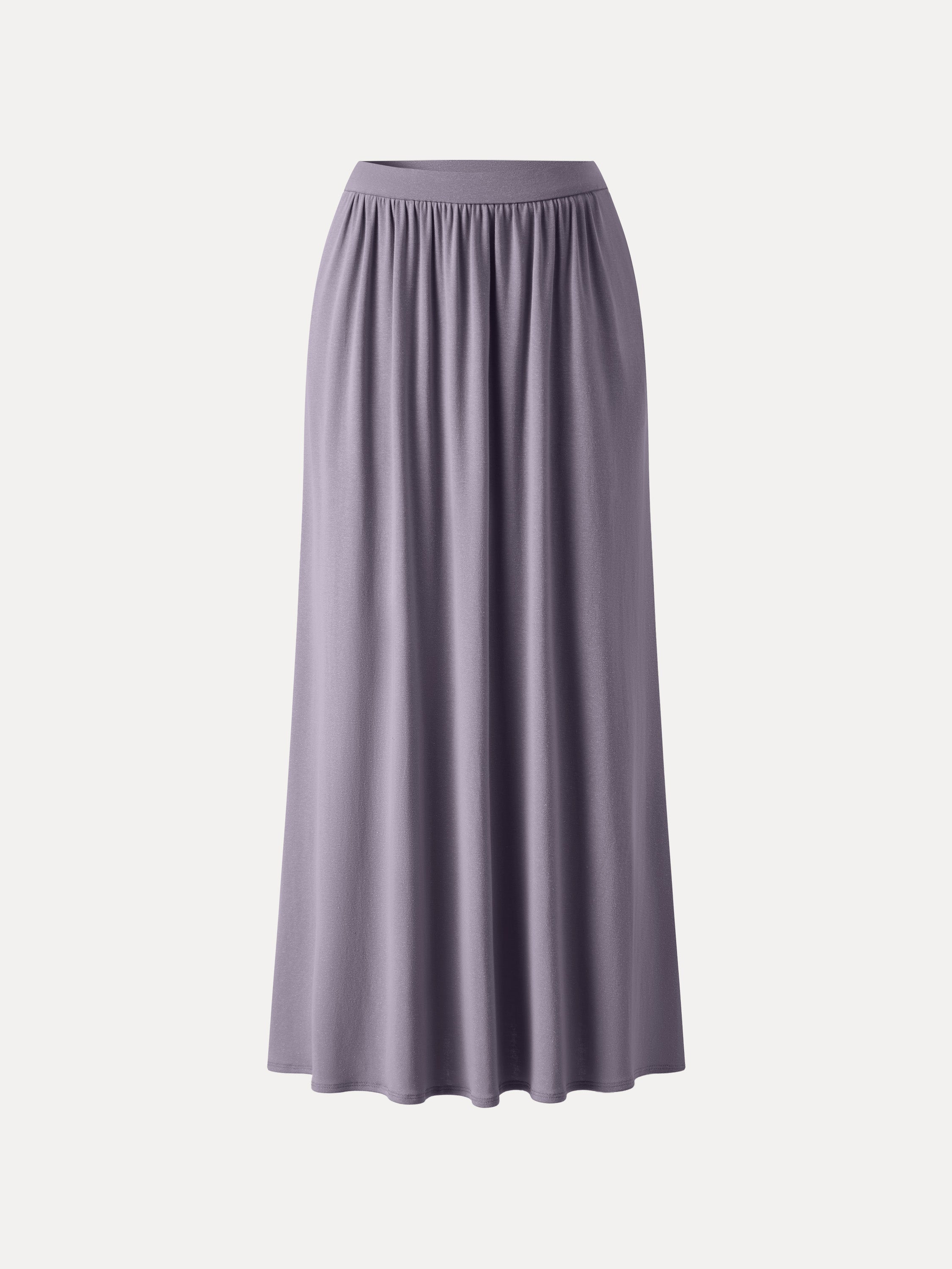 OGLmove Soft Linen Knit Gathered A-Line Maxi Skirt with Pockets