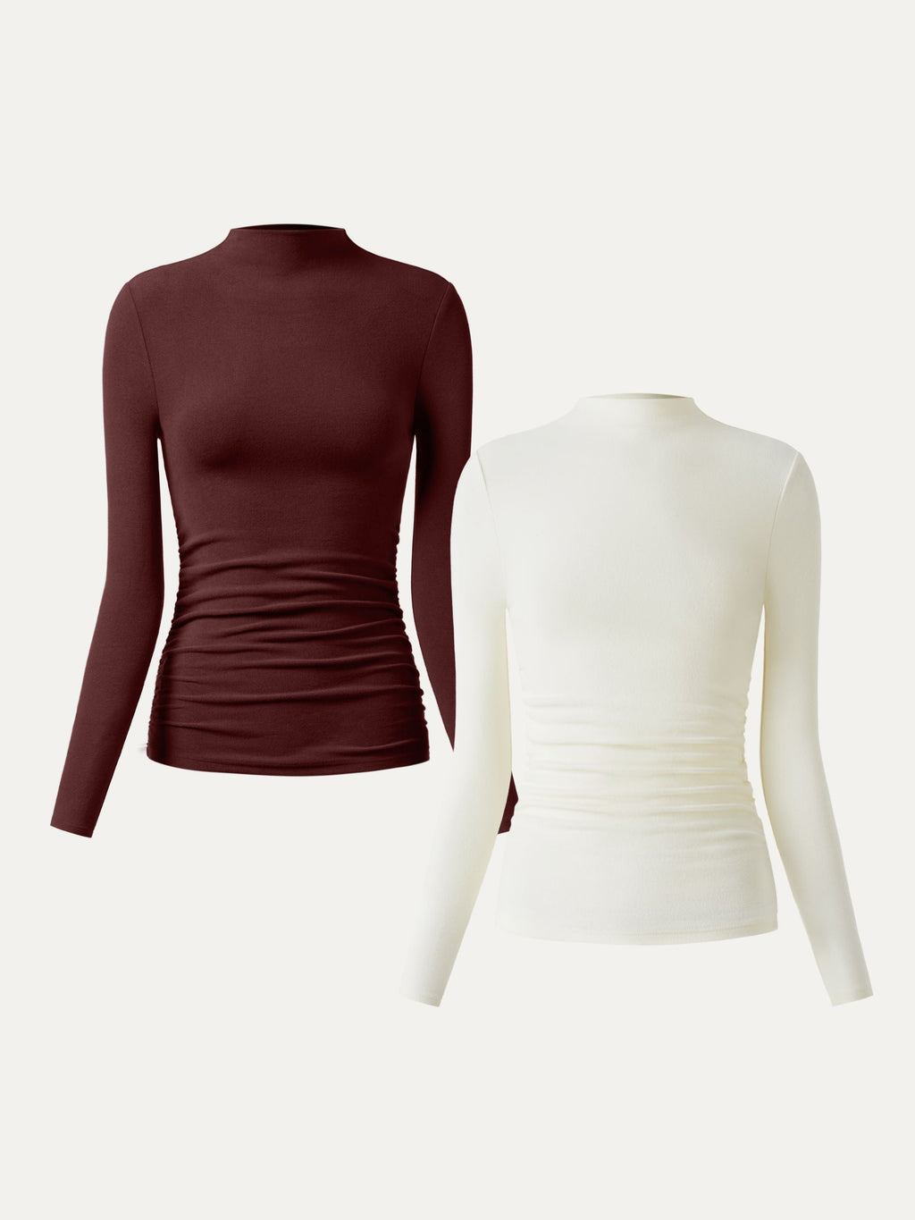 OGLmove Eco-Mousse ProWarm Brushed Rib Mockneck Top Off White