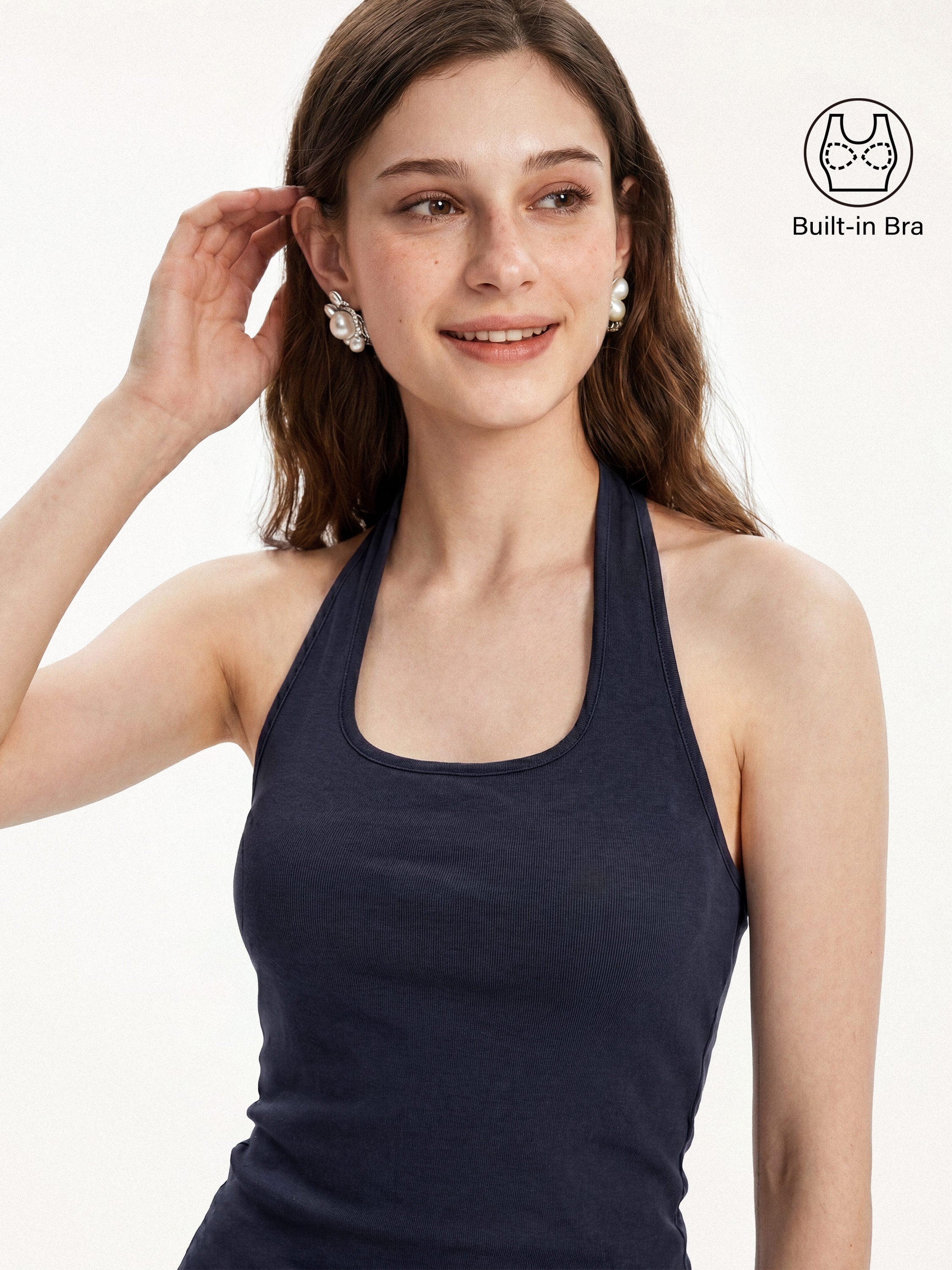 OGLmove Women's Cotton Square Halter Neck Bra Tank