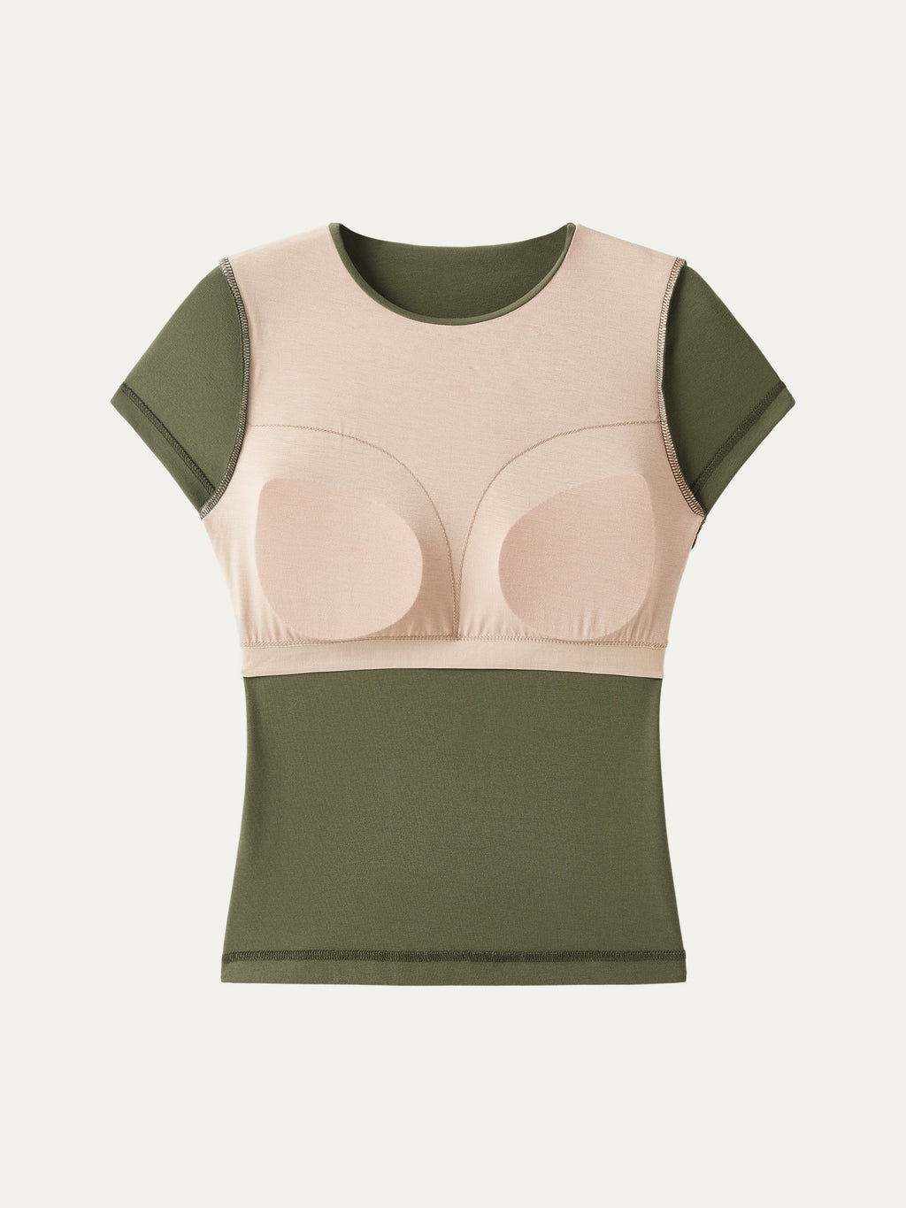 OGLmove Women's Crewneck Slimming Short Sleeve Airy Bra Top