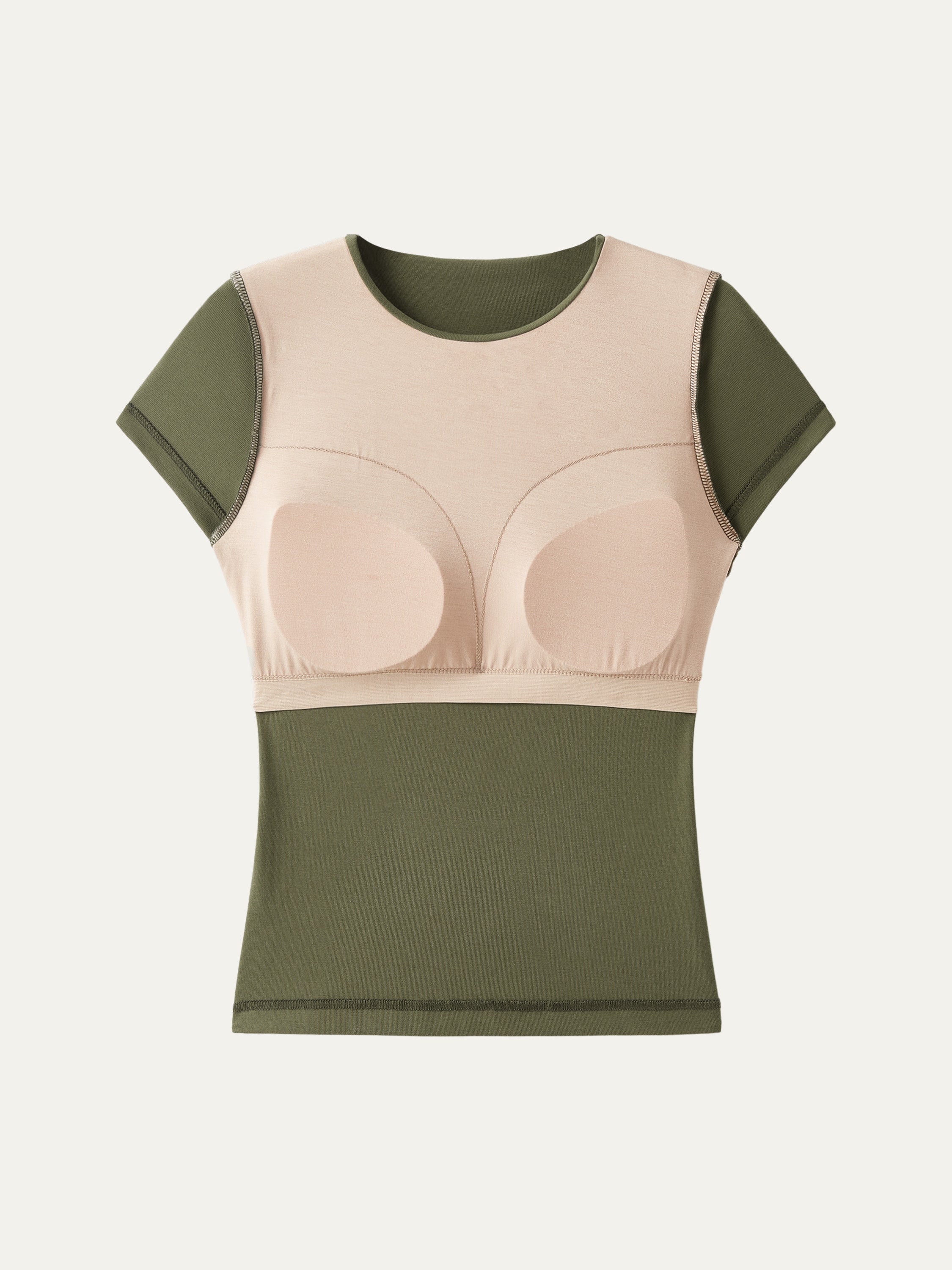 OGLmove Women's Crewneck Slimming Short Sleeve Airy Bra Top