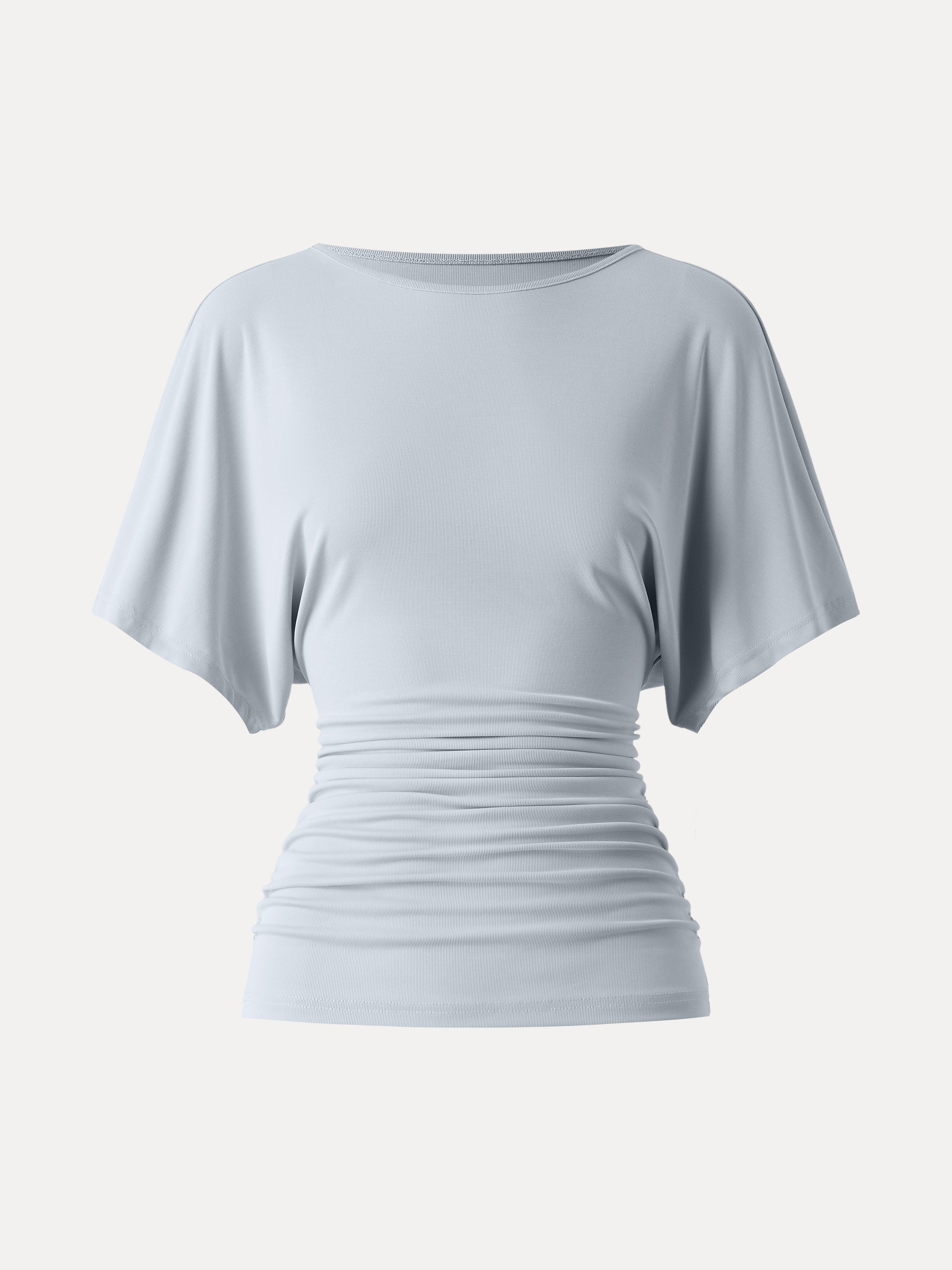 OGLmove Boatneck Batwing Sleeve Side Ruched Top