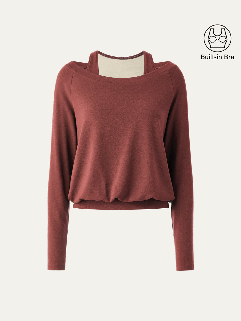 OGLmove Women's Boatneck Long Sleeve LiteWarm Bra Top
