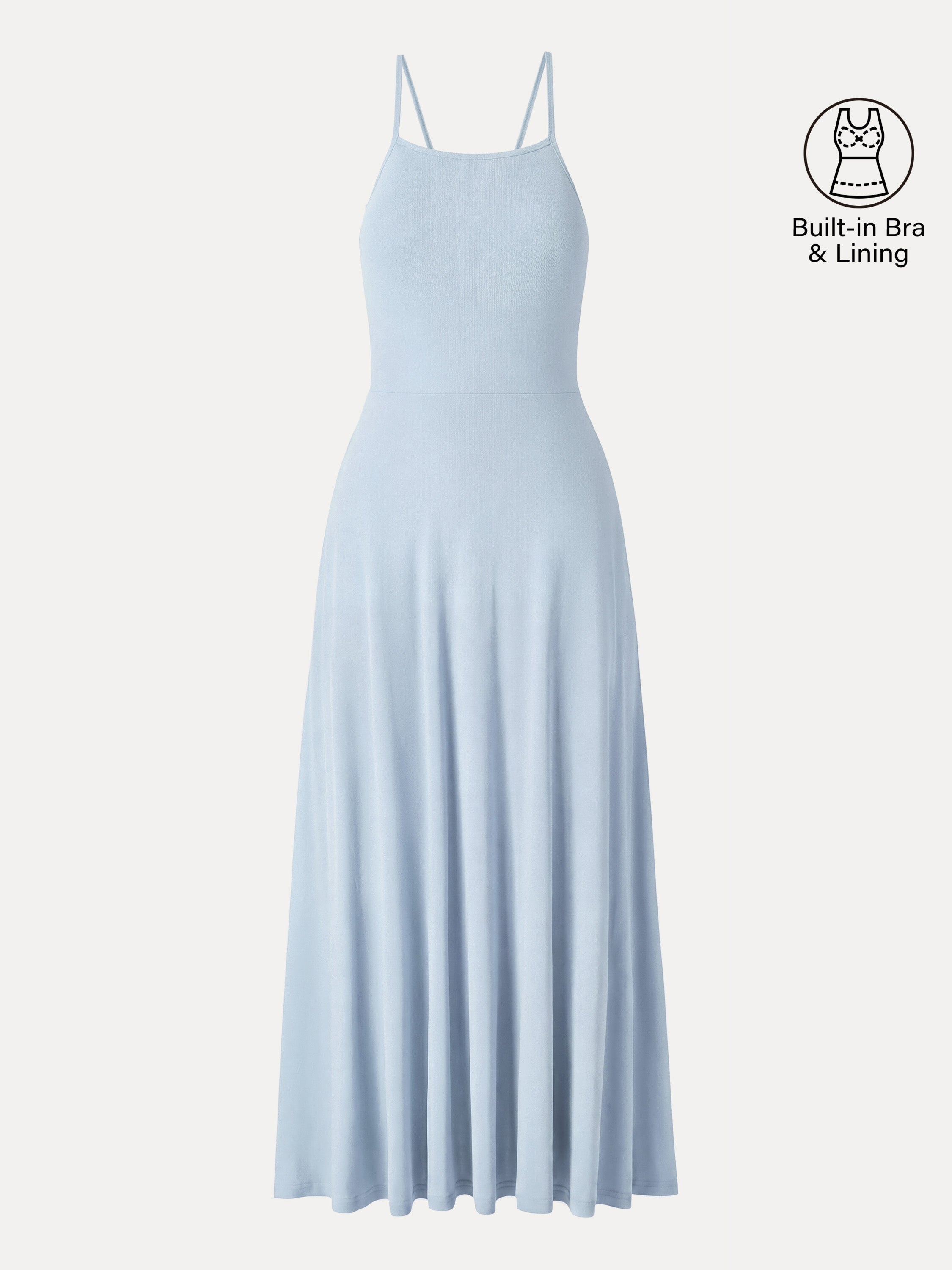 OGLmove Soft Linen Knit Spaghetti Midi Bra Dress