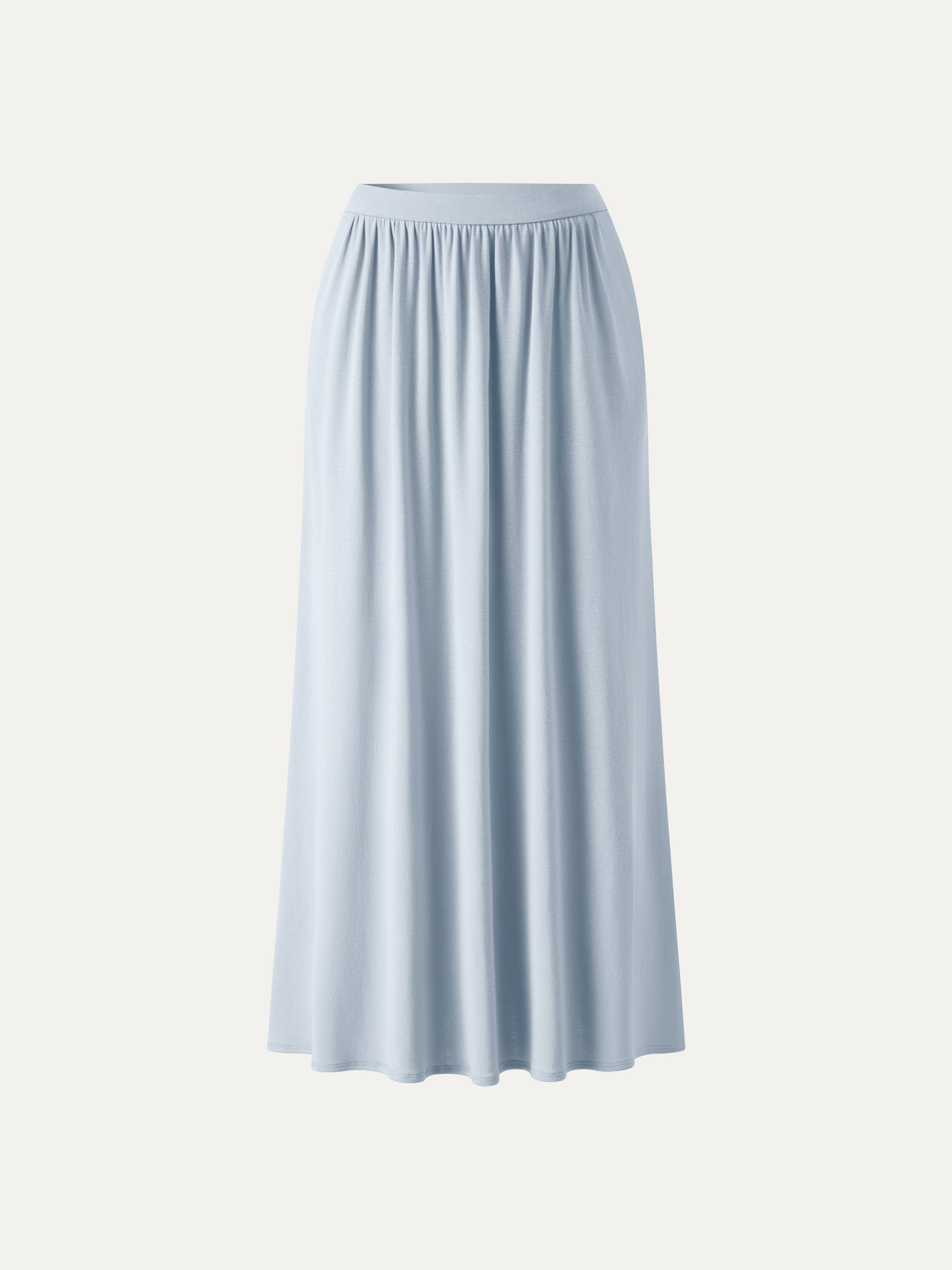 OGLmove Soft Linen Knit Gathered A-Line Maxi Skirt with Pockets