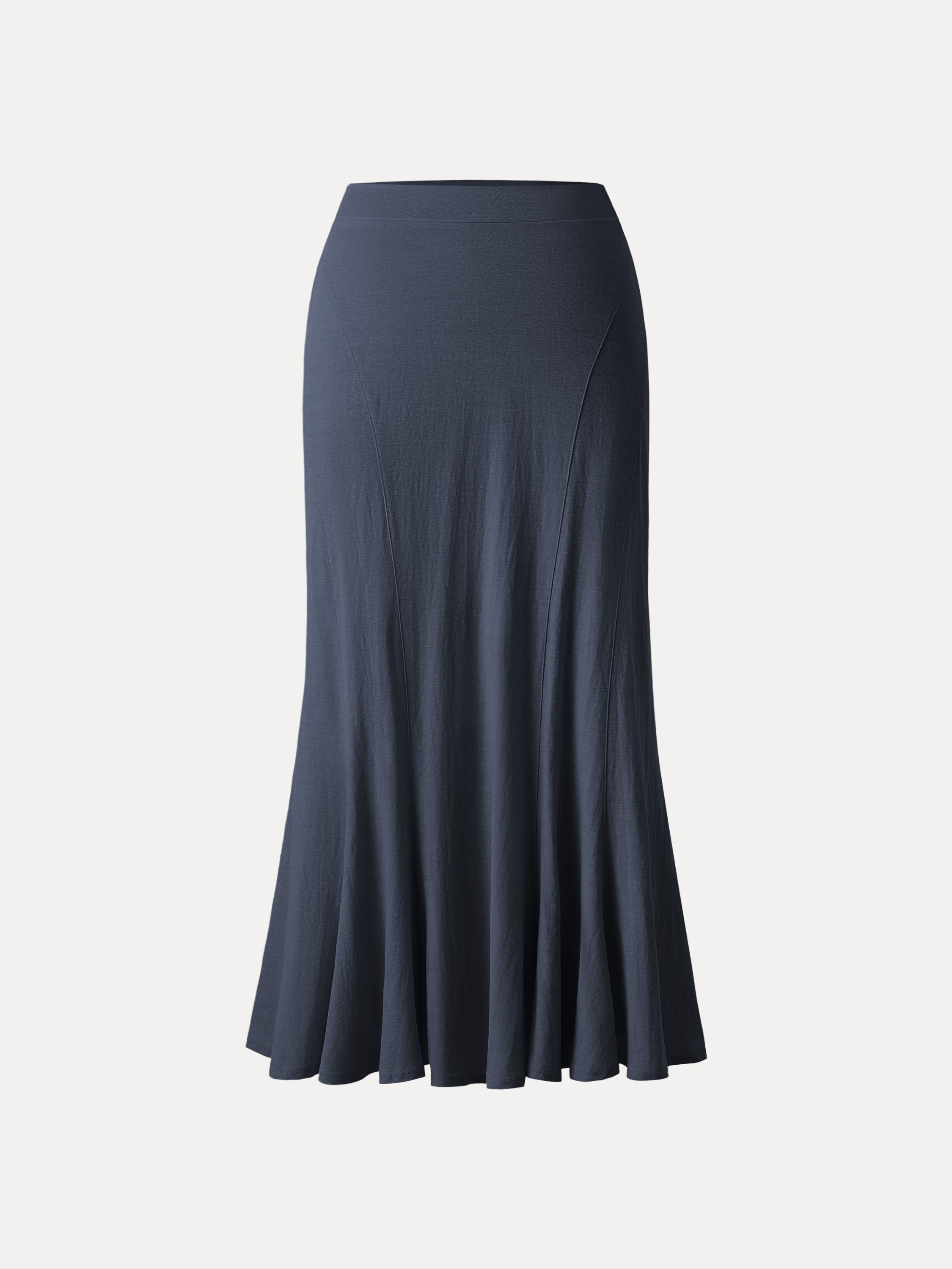OGLmove Wrinkle-Resistant Cotton-Linen Pull-On Midi Skirt