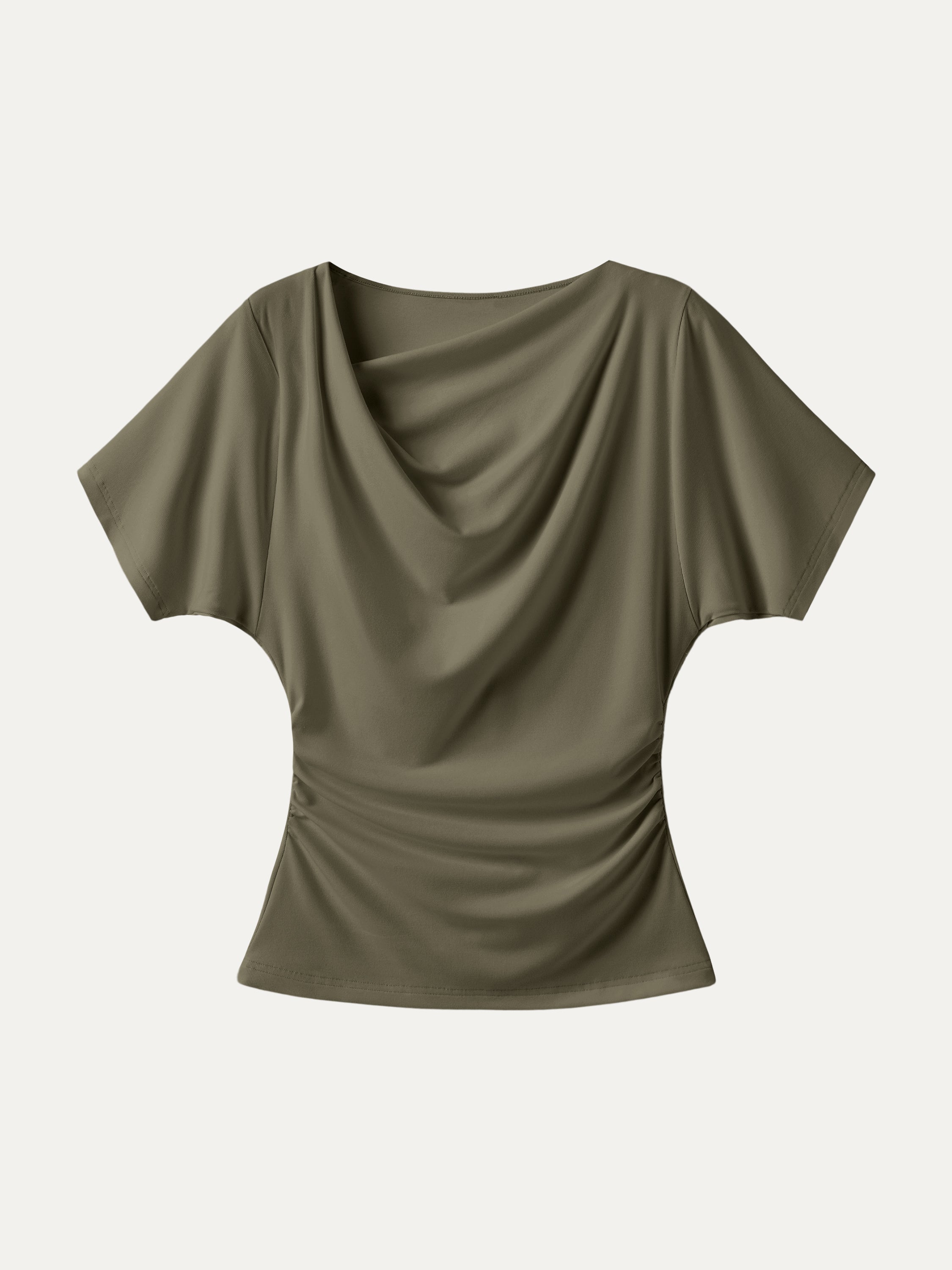 OGLmove Asymmetrical Cowl Neck Ruched Top